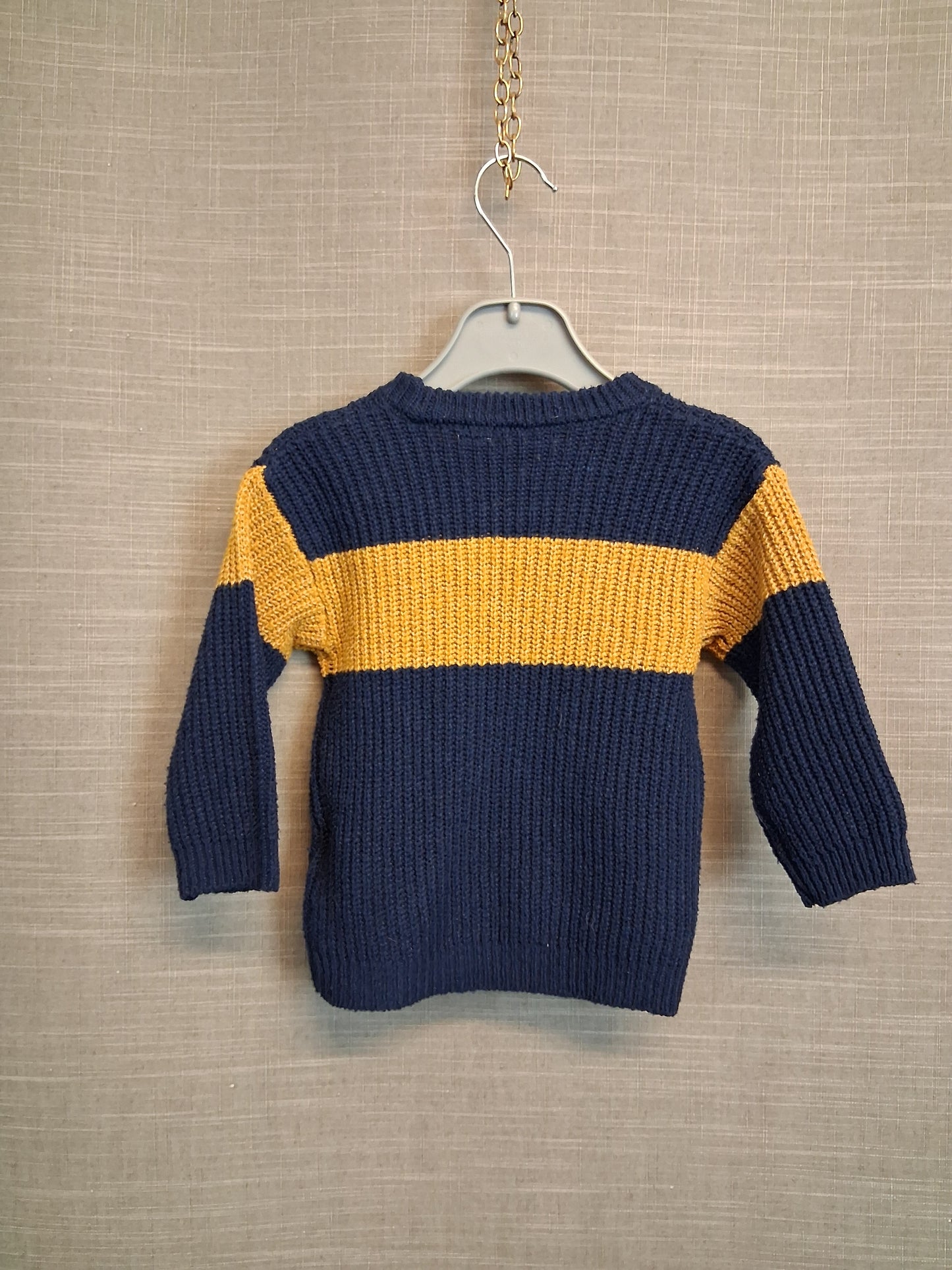 Primark Boys Blue Yellow Knitted Jumper Age 9-12 Months