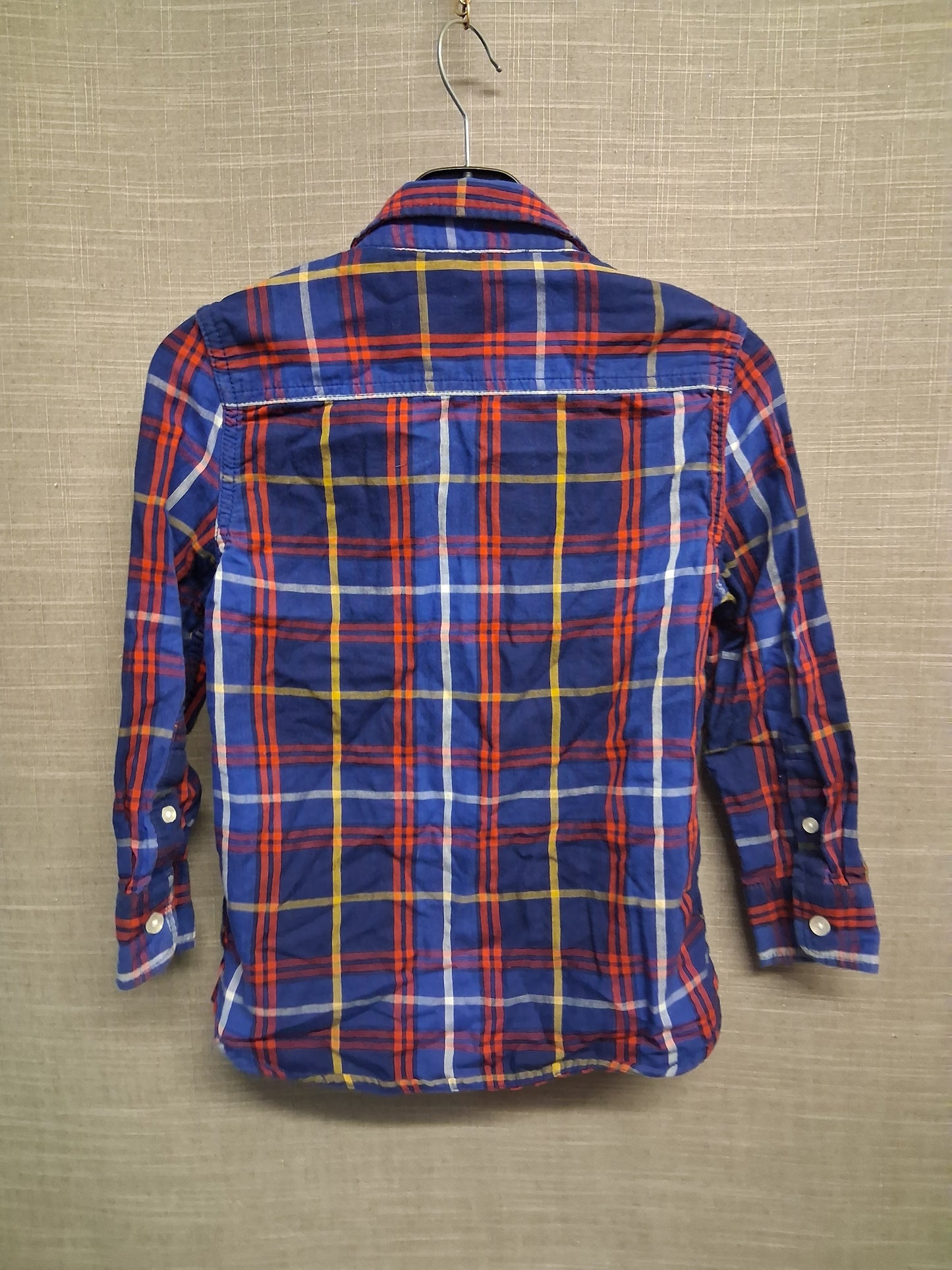 Mini Boden Boys Blue Red Check Shirt Long Sleeve Age 5-6 Years