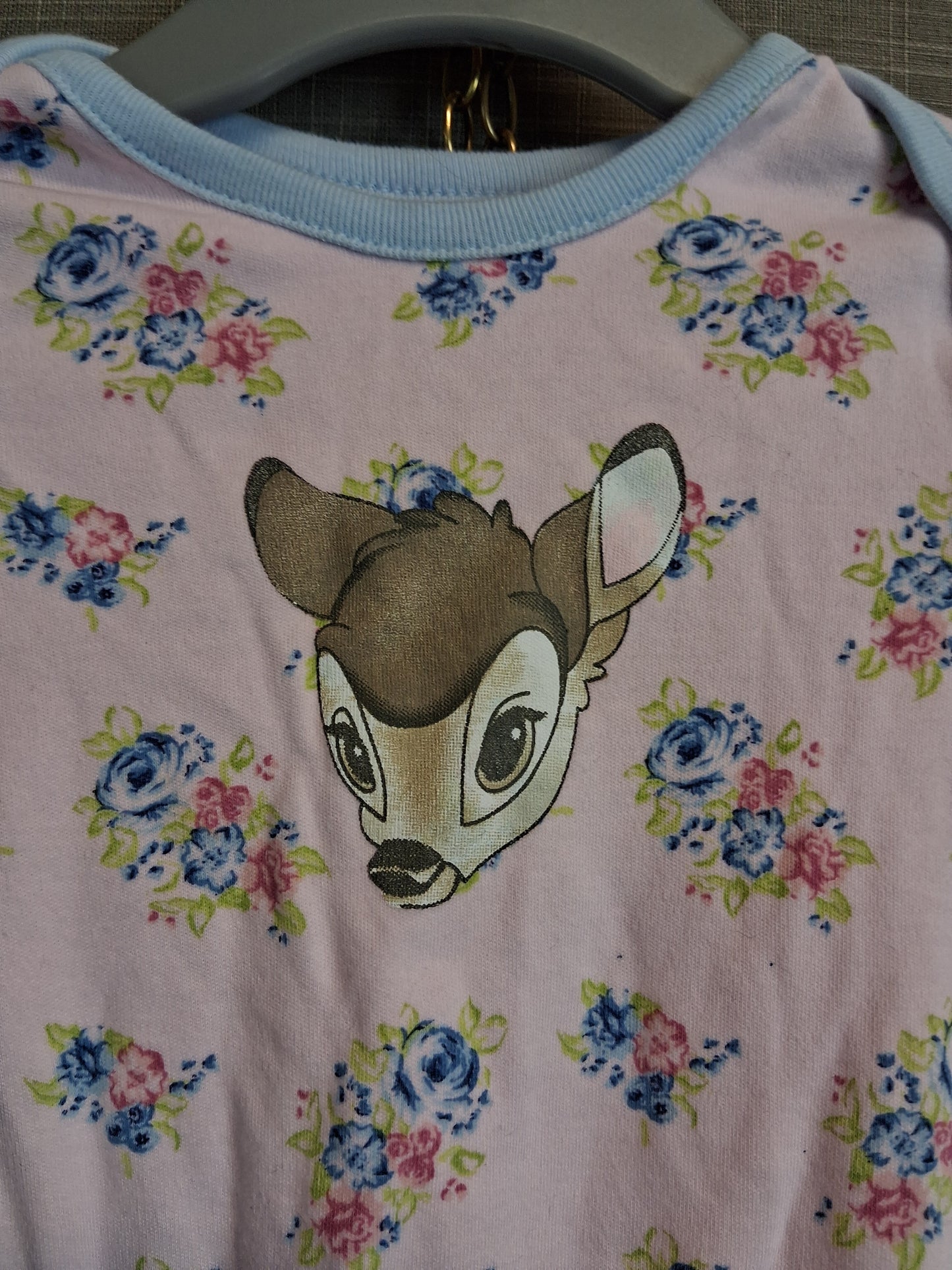 Disney George Bambi Pink Floral Sleepsuit Romper Age 3-6 Months