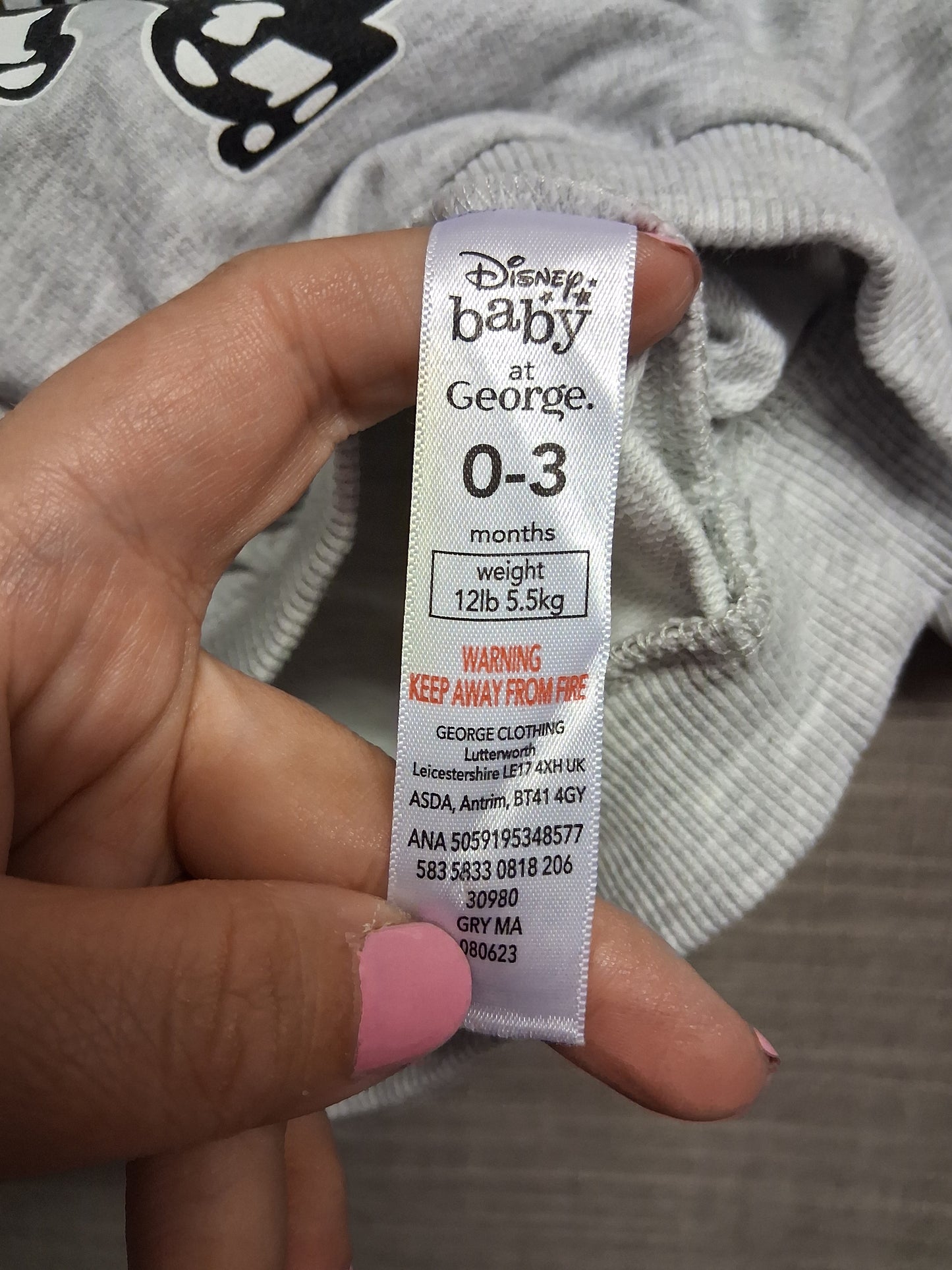 George Boys Halloween Disney Stitch Grey Sweater Age 0-3 Months