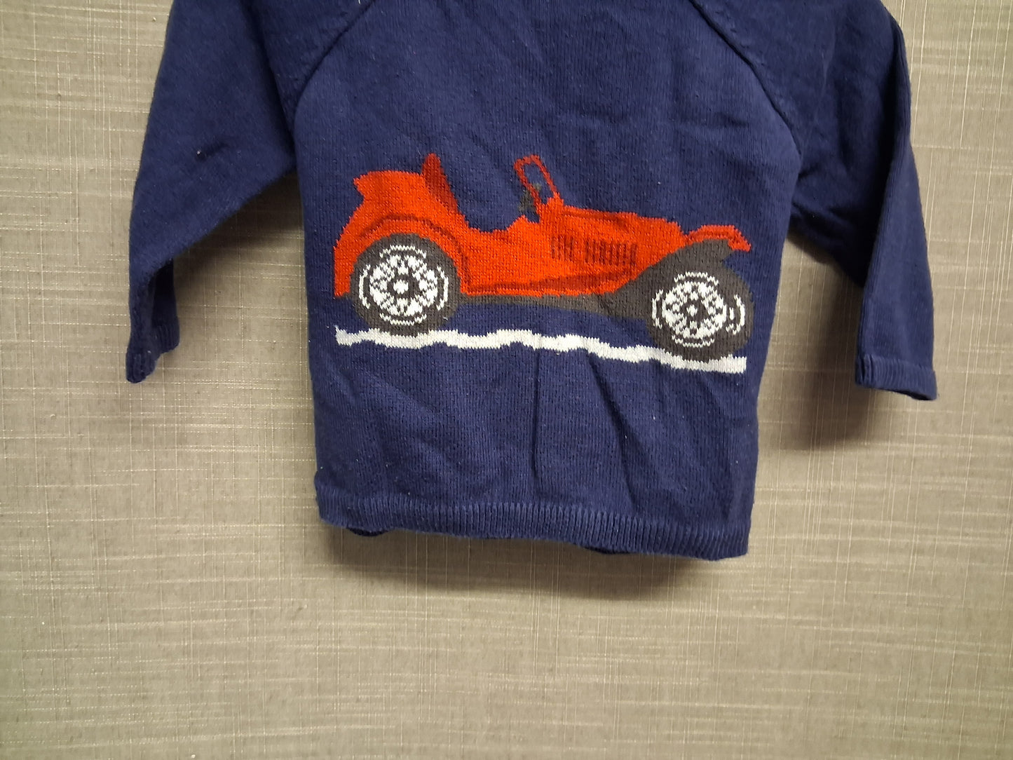 Lily & Jack Boys Blue Knitted Sweater Jumper Car Motif Age 3-6 Months