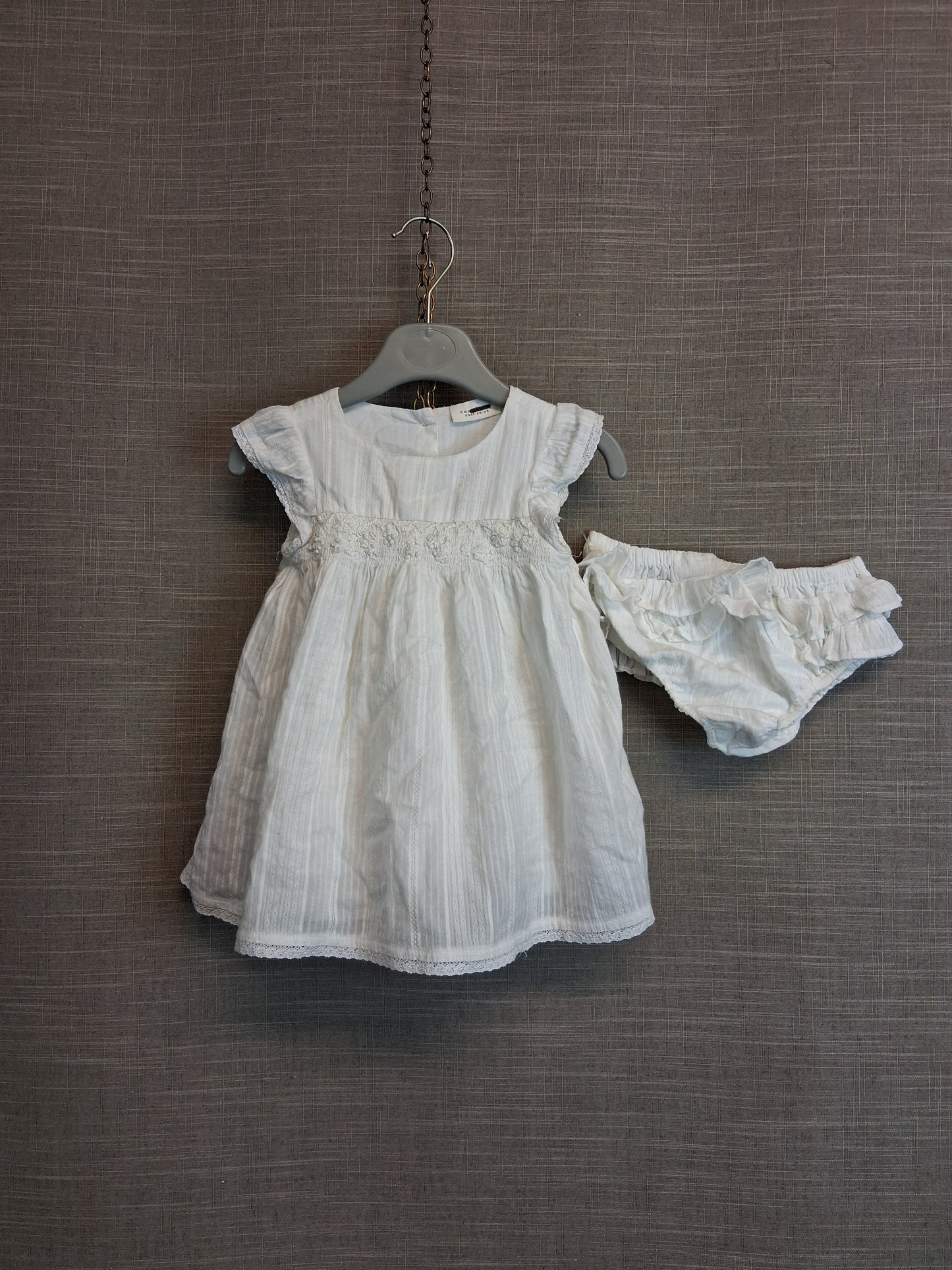 Next Girls White Sleeveless Dress With Matching Pants Age 3-6 Months
