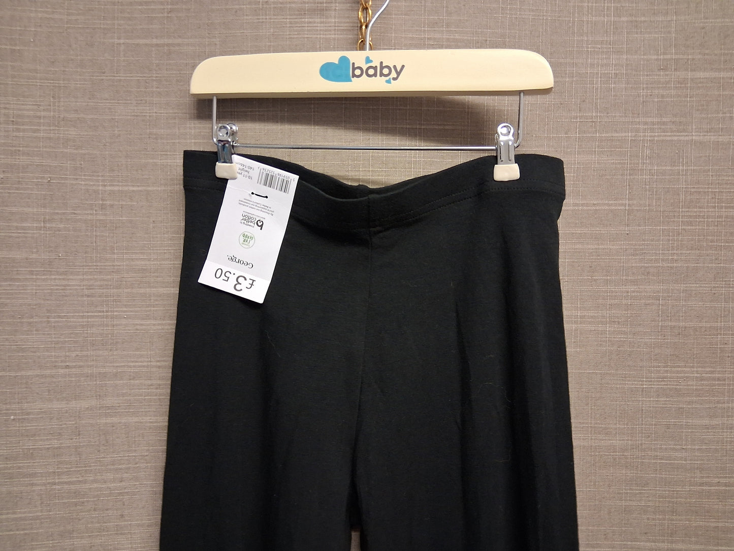 George Girls Lace Hem Black Leggings Age 10-11 Years New