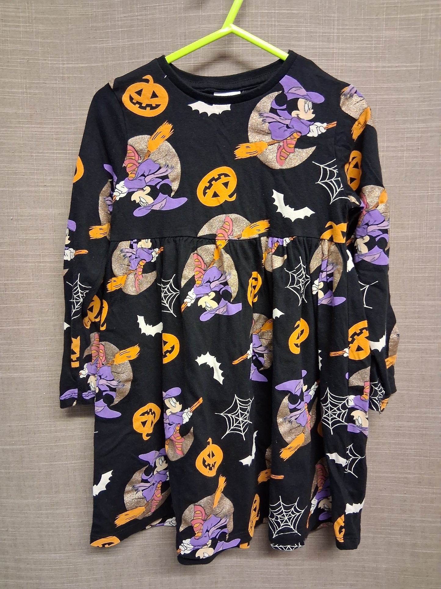 F&F Disney Halloween Theme Minnie Mouse Long Sleeve Jersey Dress Age 4-5 Years