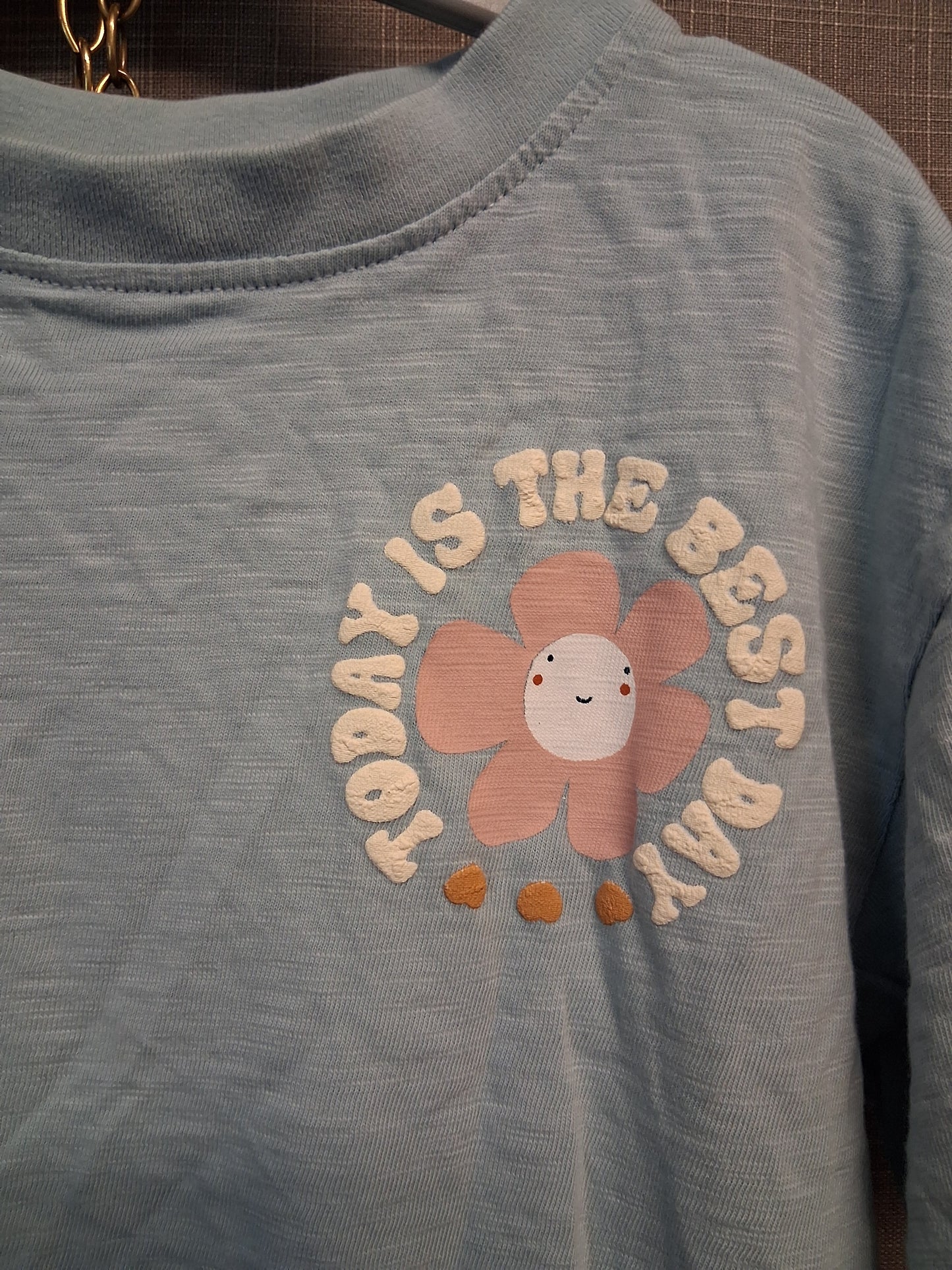 Next Girls Blue T-Shirt Short Sleeve Graphic Print on Back Age 5-6 Years