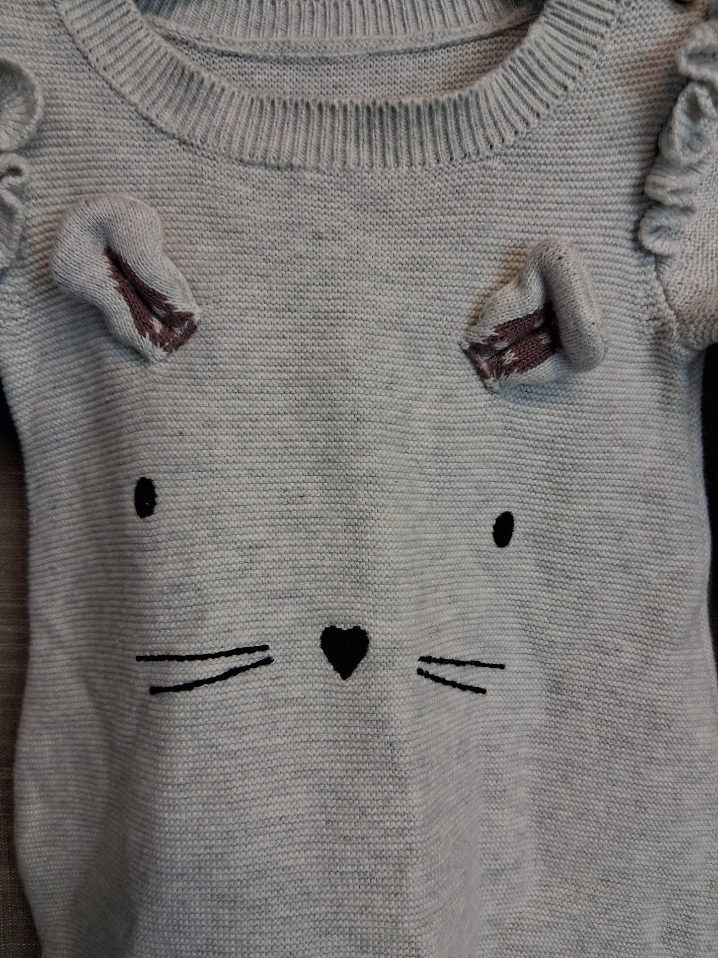 TU Girl Grey Knitted Mouse Jumper Dress Age Newborn