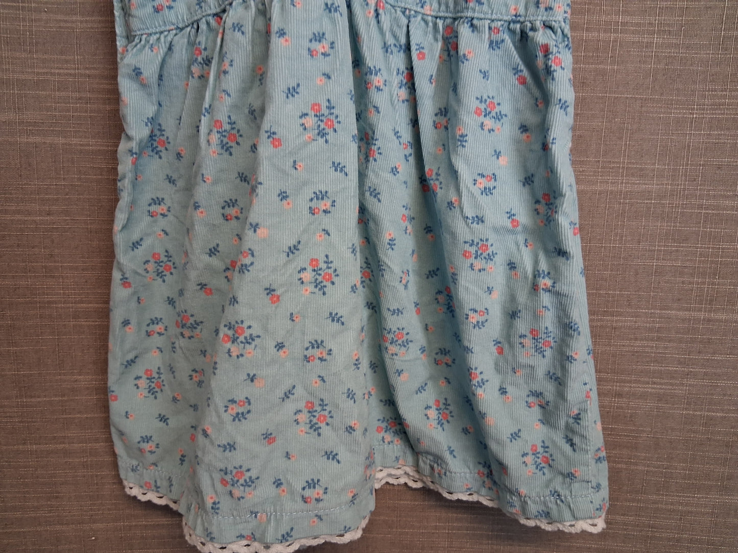 George Girls Corduroy Sleeveless Dress Age 18-24 Months Blue Floral