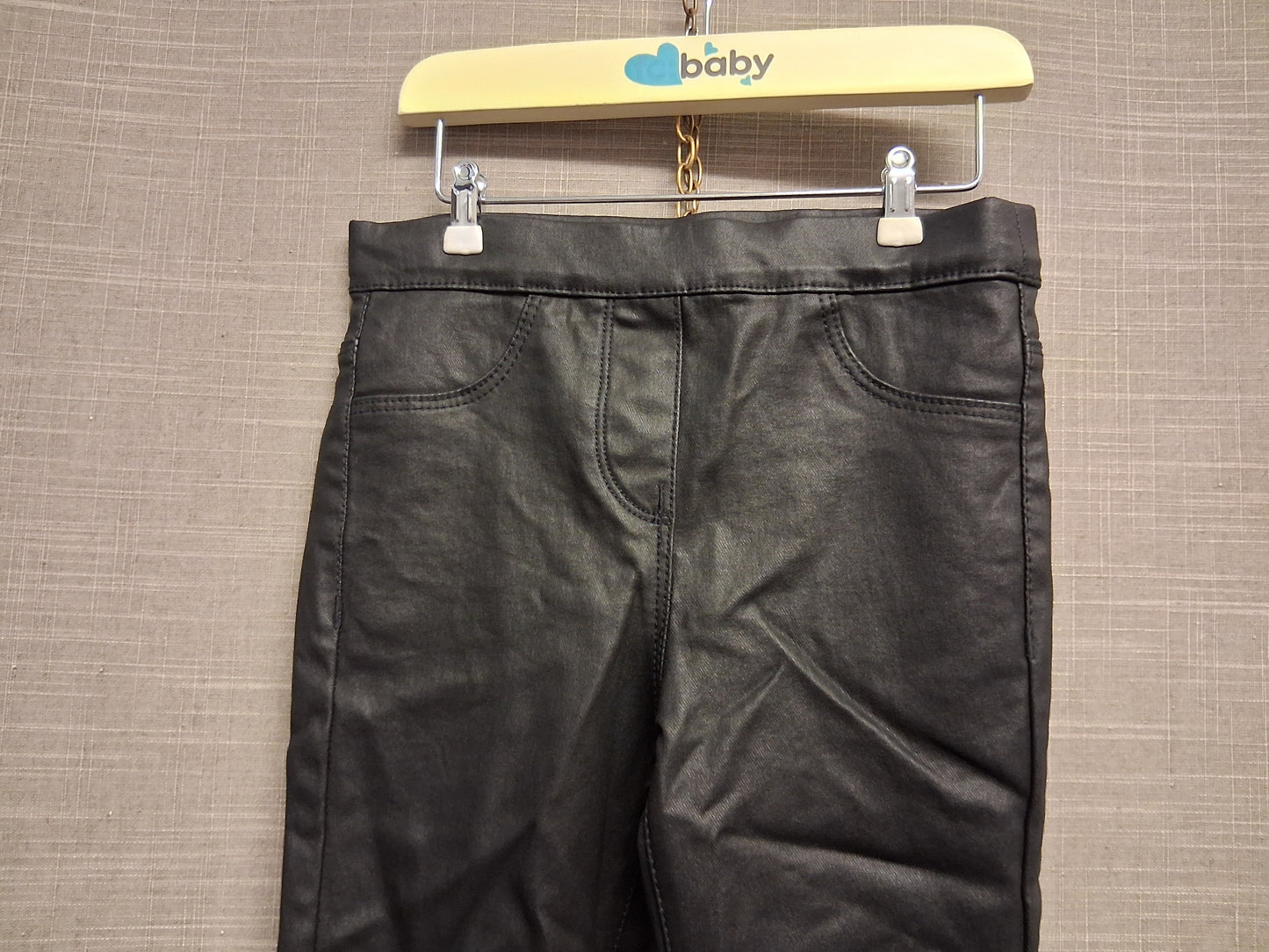 Next Girls Faux Leather Jeggings Black Age 7 Years