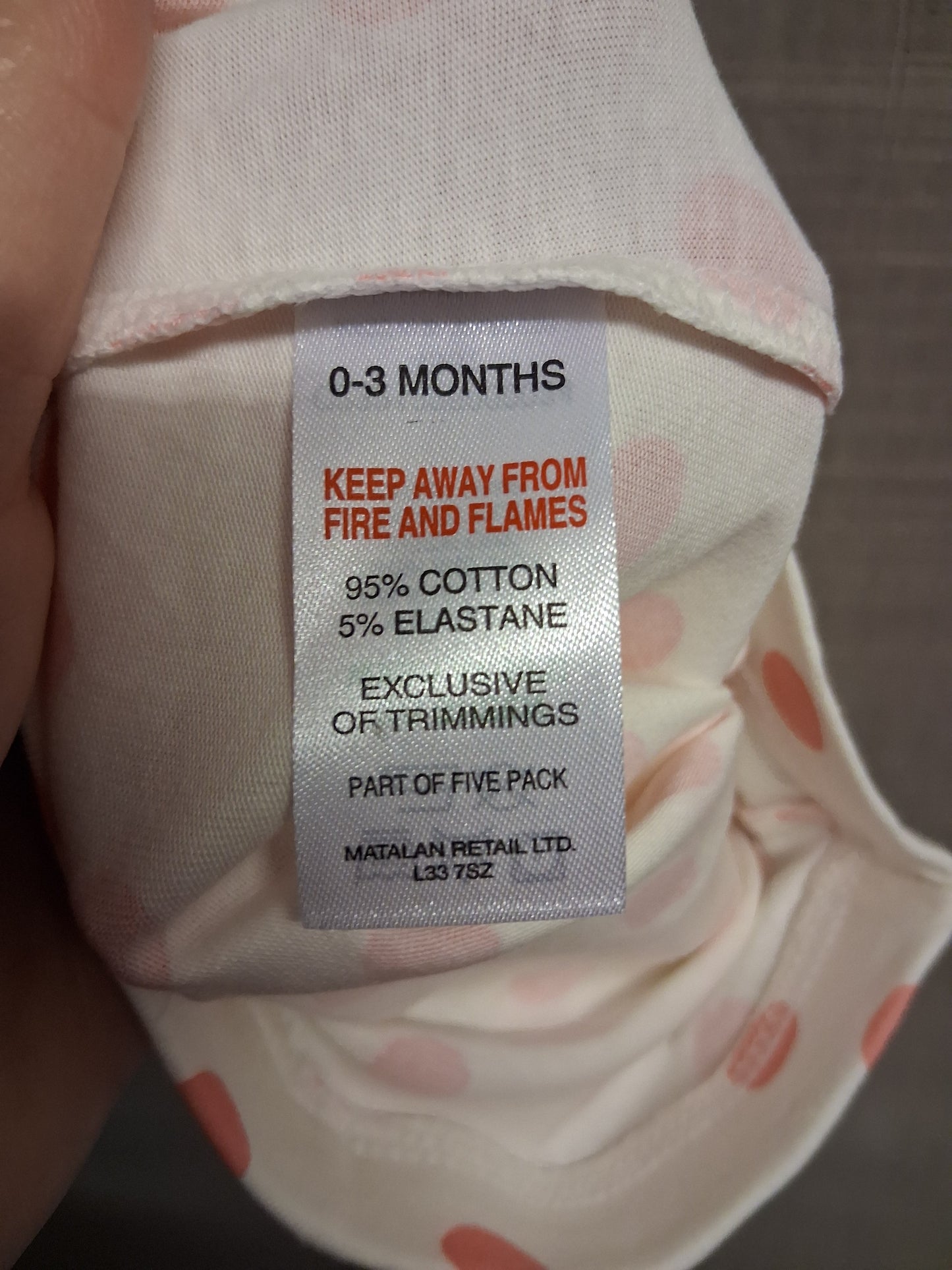 Matalan Girls White Pink Spotty Leggings Age 0-3 Months