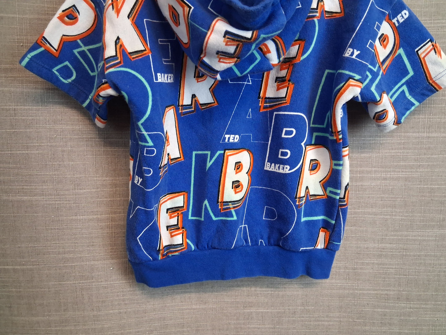 Ted Baker Boys Short Sleeve Hoodie Blue Spellout Age 3-4 Years