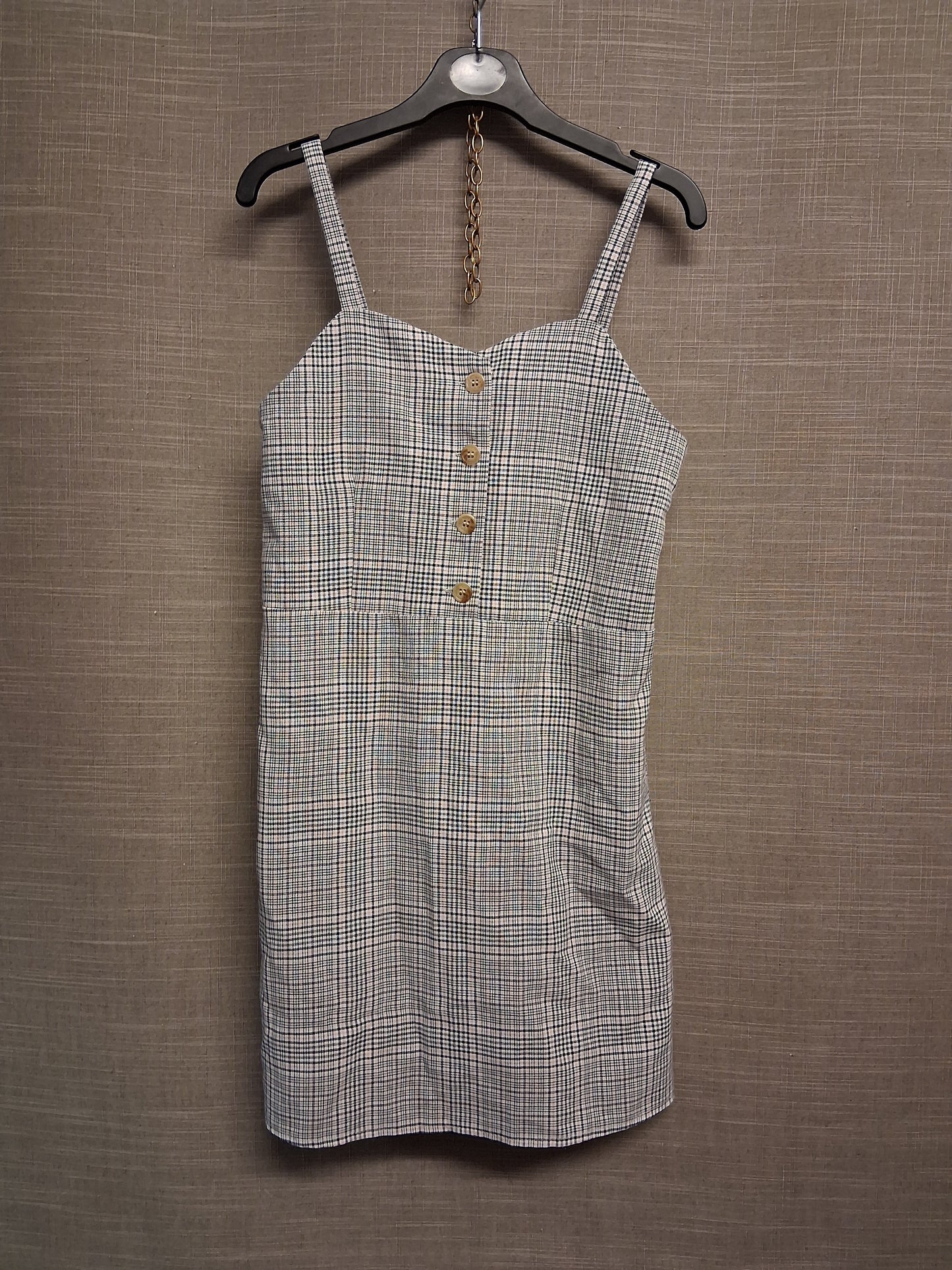 Primark Girls Beige Black Check Pinafore Dress Age 10-11 Years