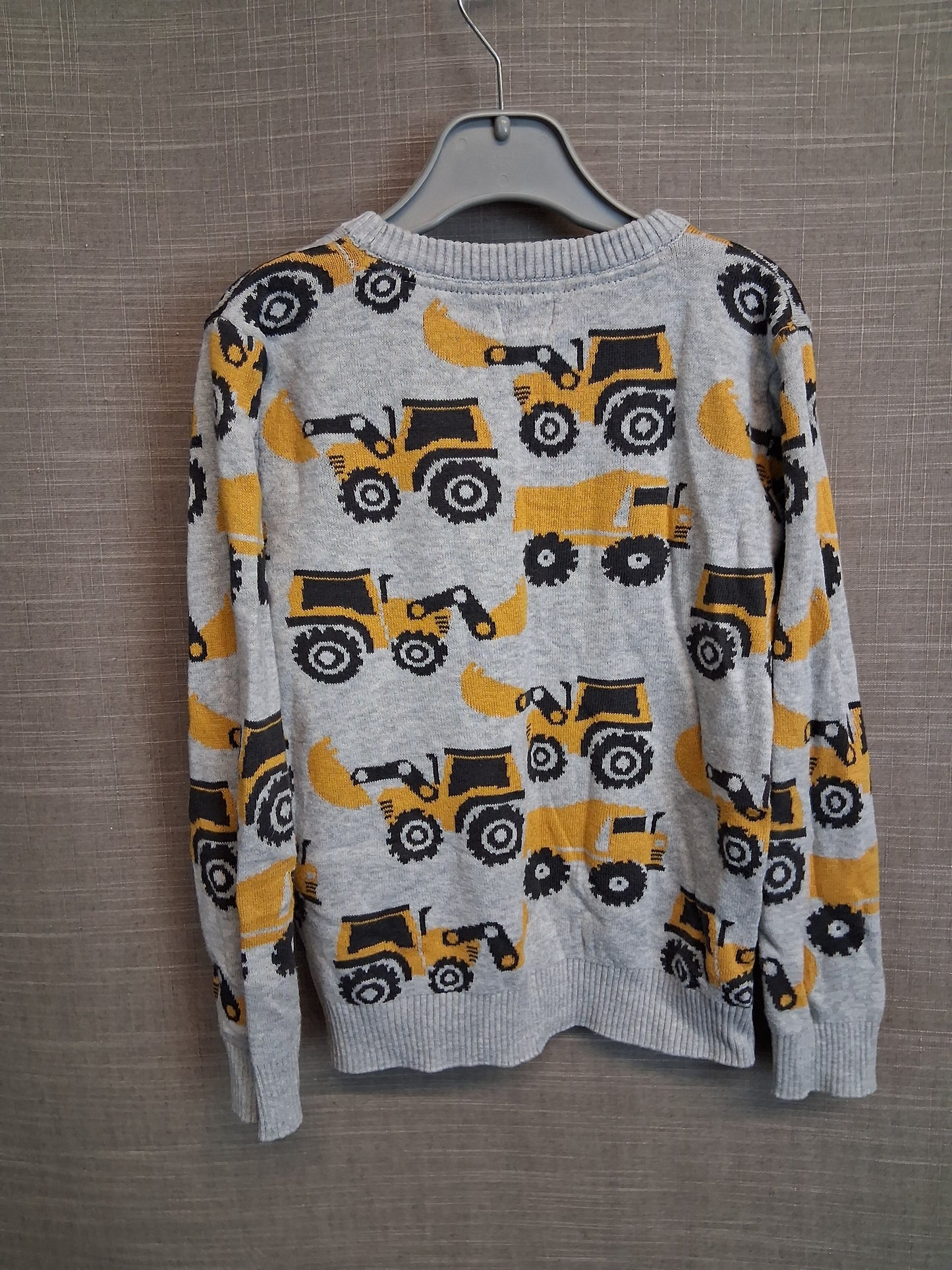 F&F Boys Knitted Jumper Construction Theme Grey Age 4-5 Years
