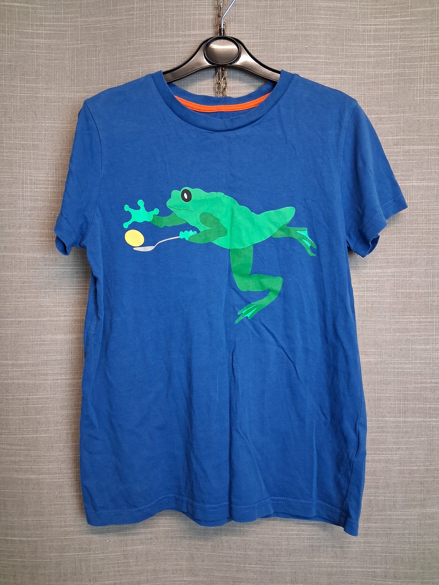 Mini Boden Boys Blue T-Shirt Short Sleeve Frog Theme Age 9-10 Years