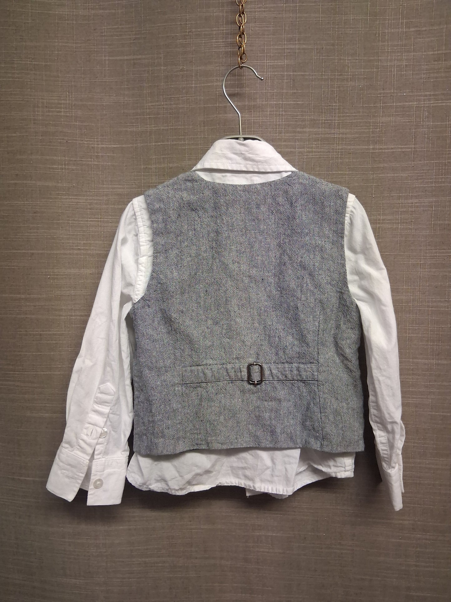 Monsoon Boys White Long Sleeve Shirt & Grey Waistcoat Age 4 Years