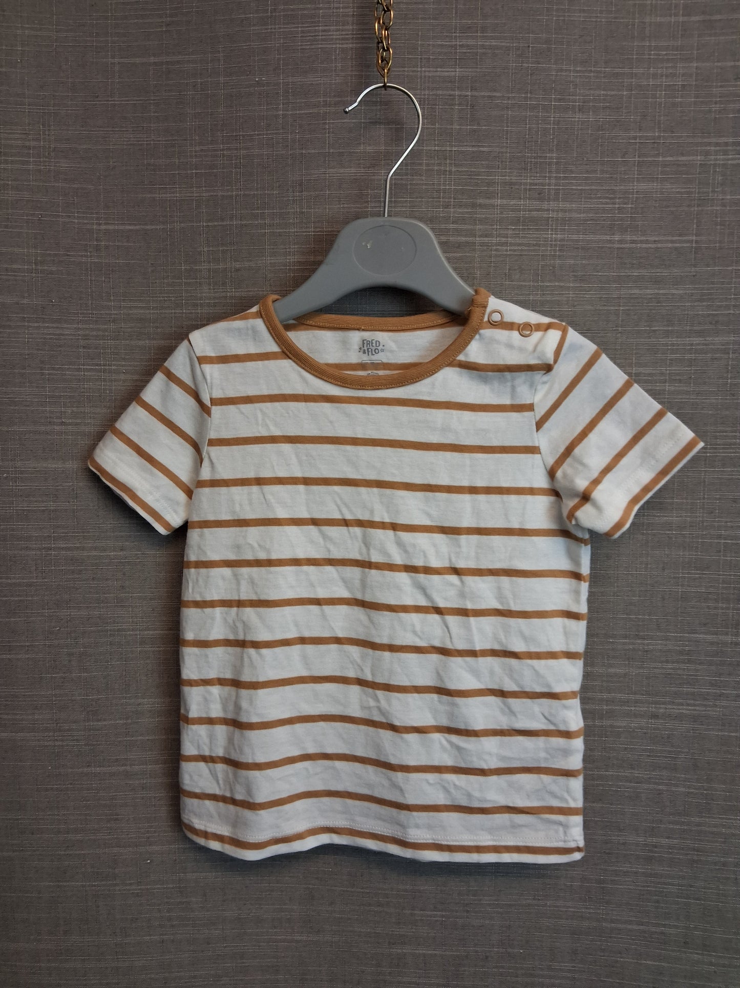 F&F 3 Pack T-Shirt Jersey Age 12-18 Months Khaki Green and Orange White