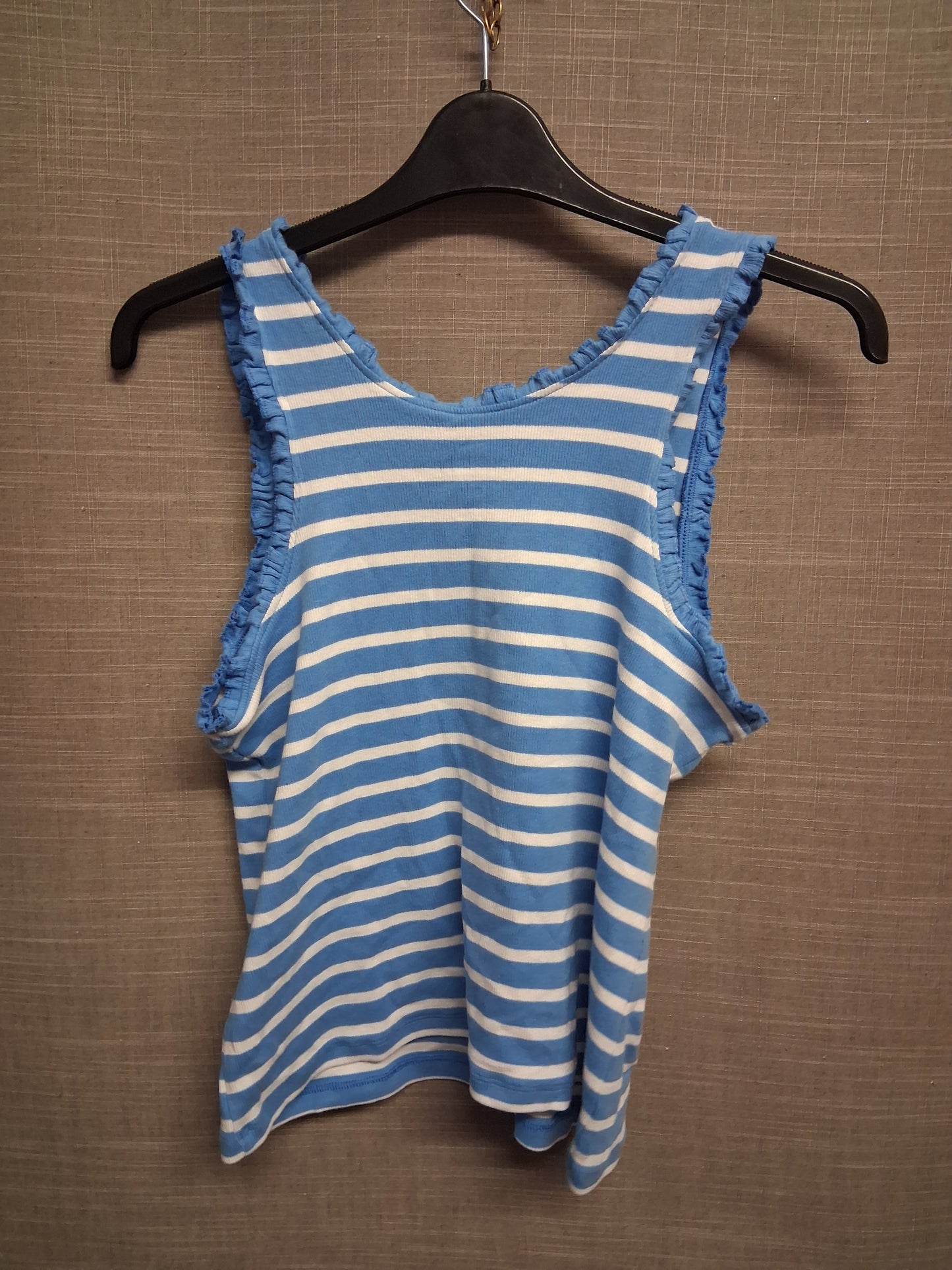 Marks and Spencer Girls Blue White Striped Vest Tank Top Age 15-16 Years
