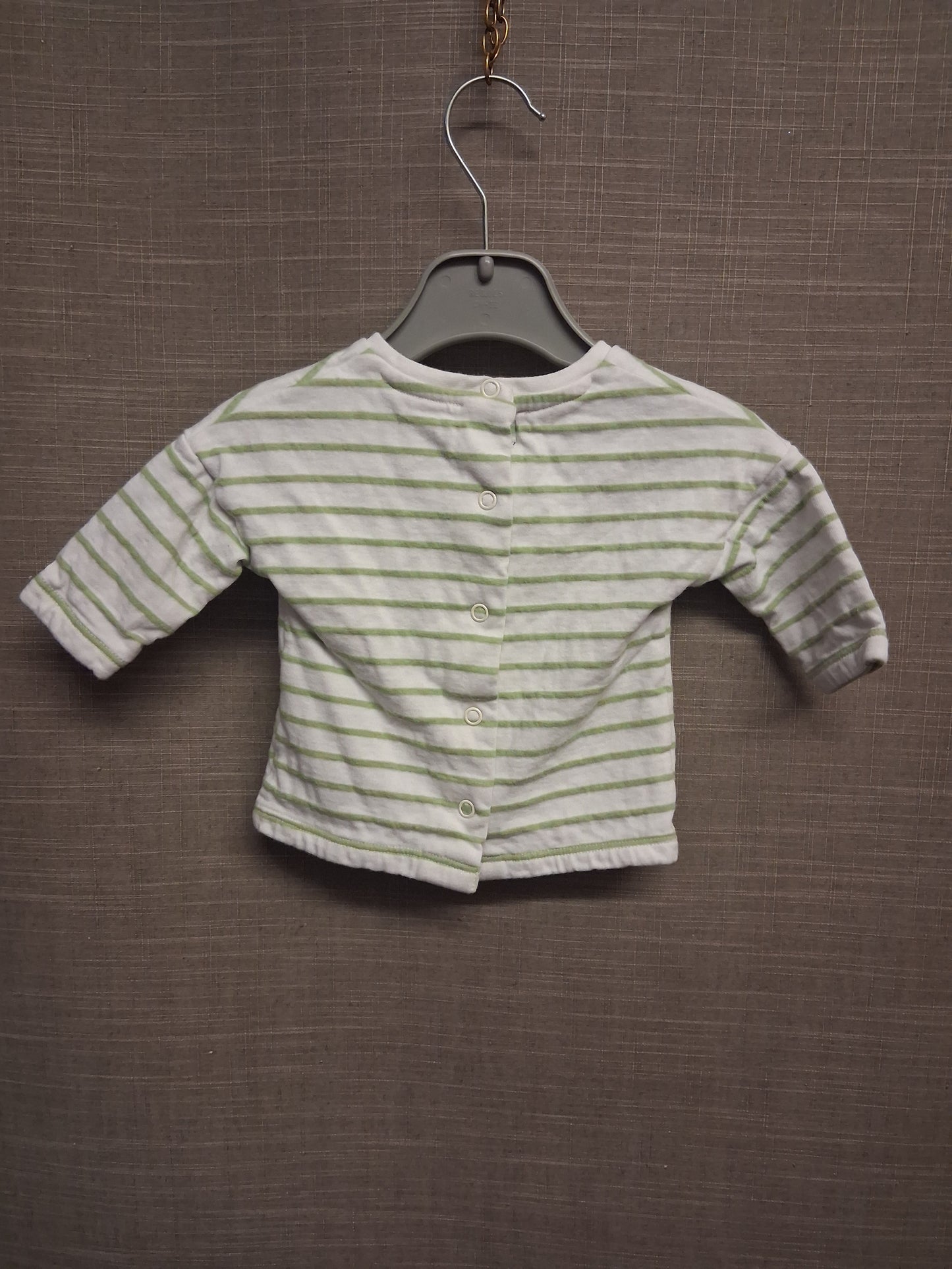 Elle Est Oula Mer? Boys Green Striped Long Sleeve T-Shirt Age 0-3 Months