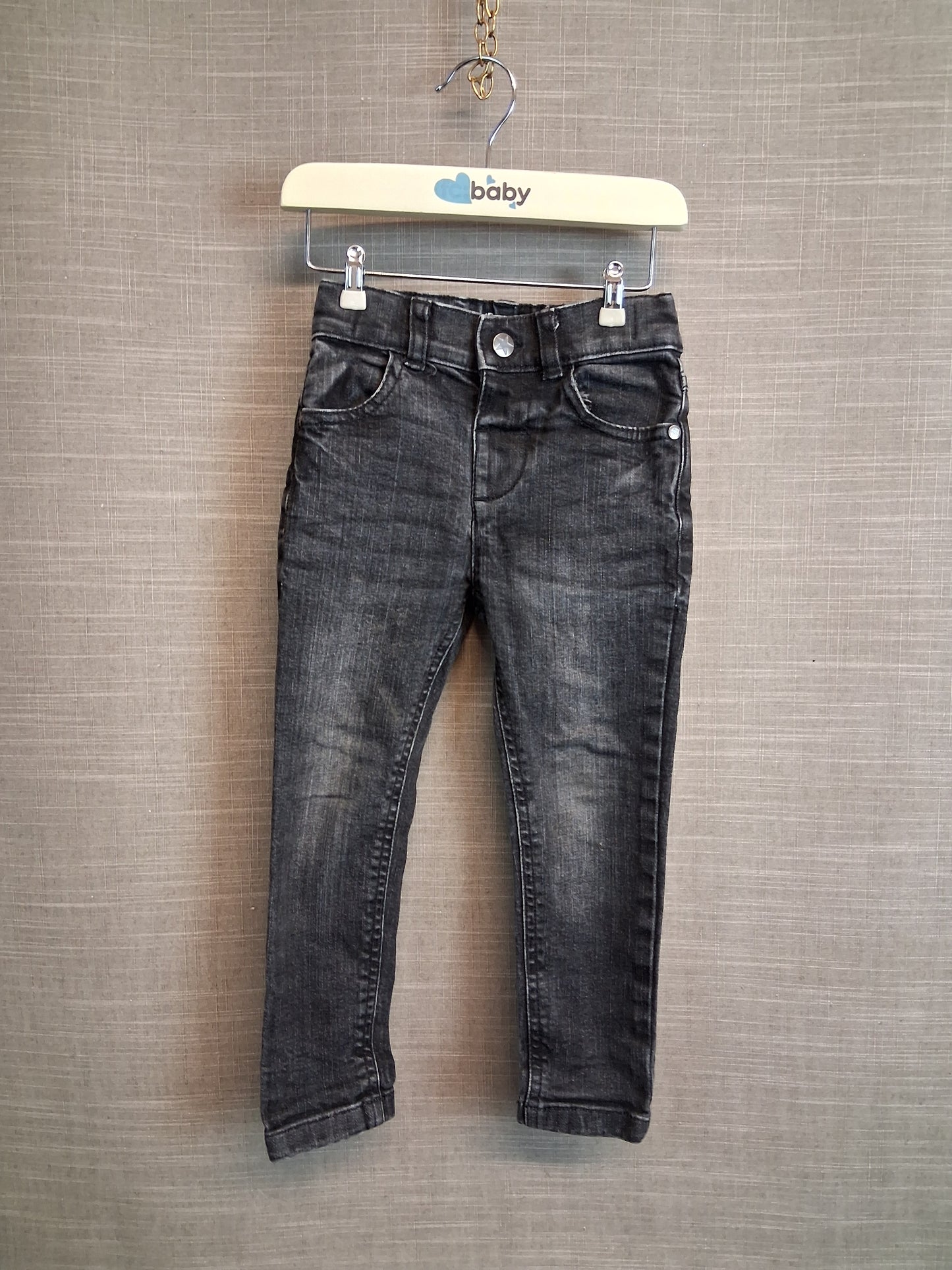 F&F Boys Black Denim Jeans Age 18-24 Months Adjustable Waist