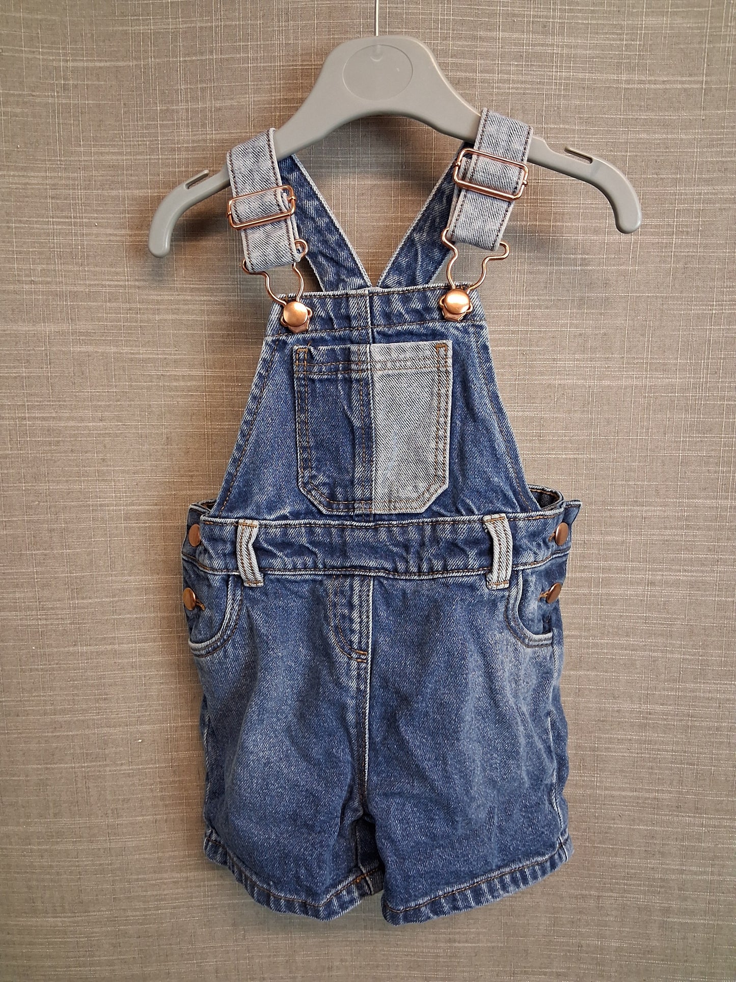 Nutmeg Boys Blue Denim Dungaree Shorts Age 12-18 Months