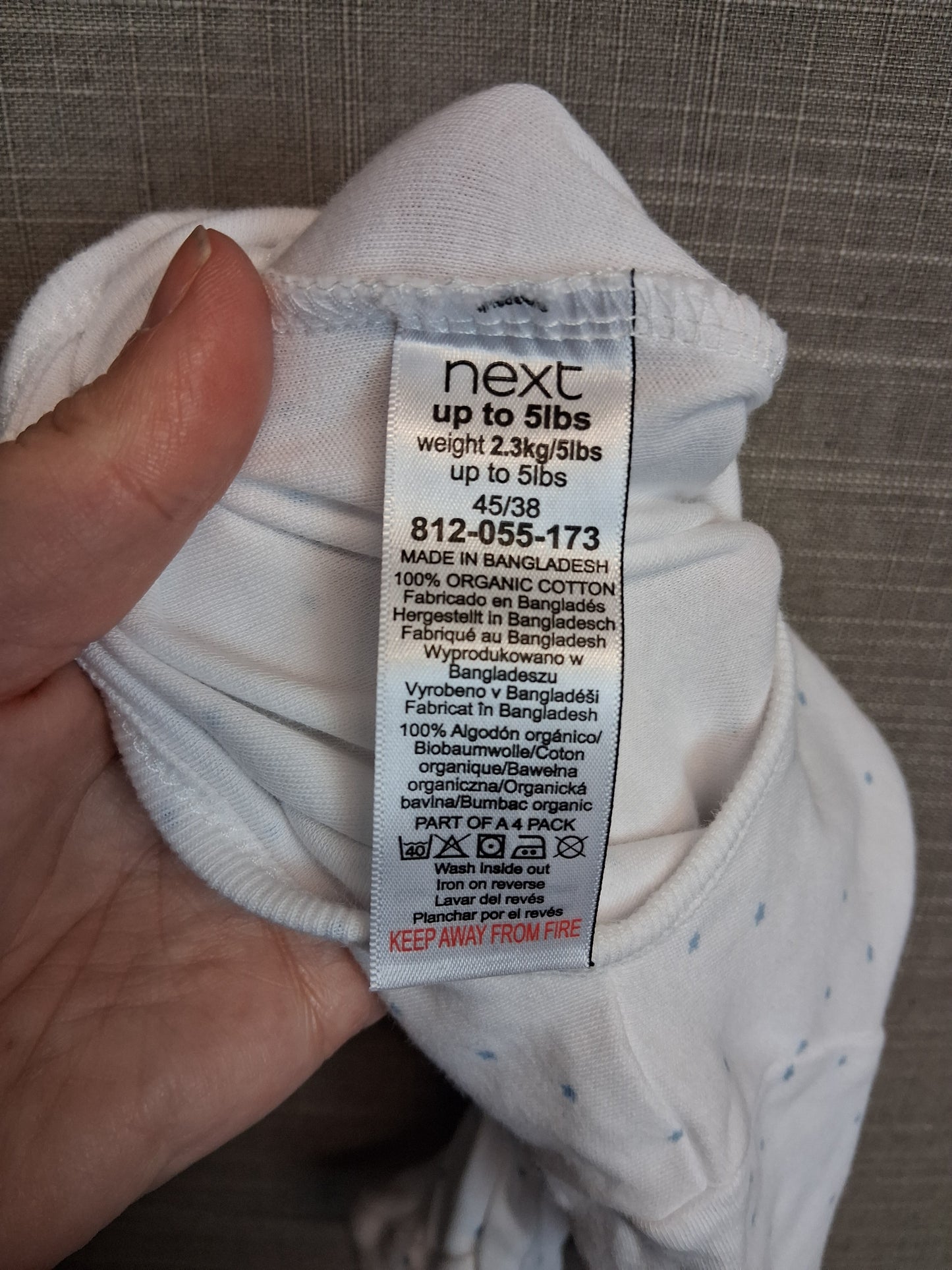 Next Boys Sleepsuit Romper White Blue Spots Age Tiny Baby