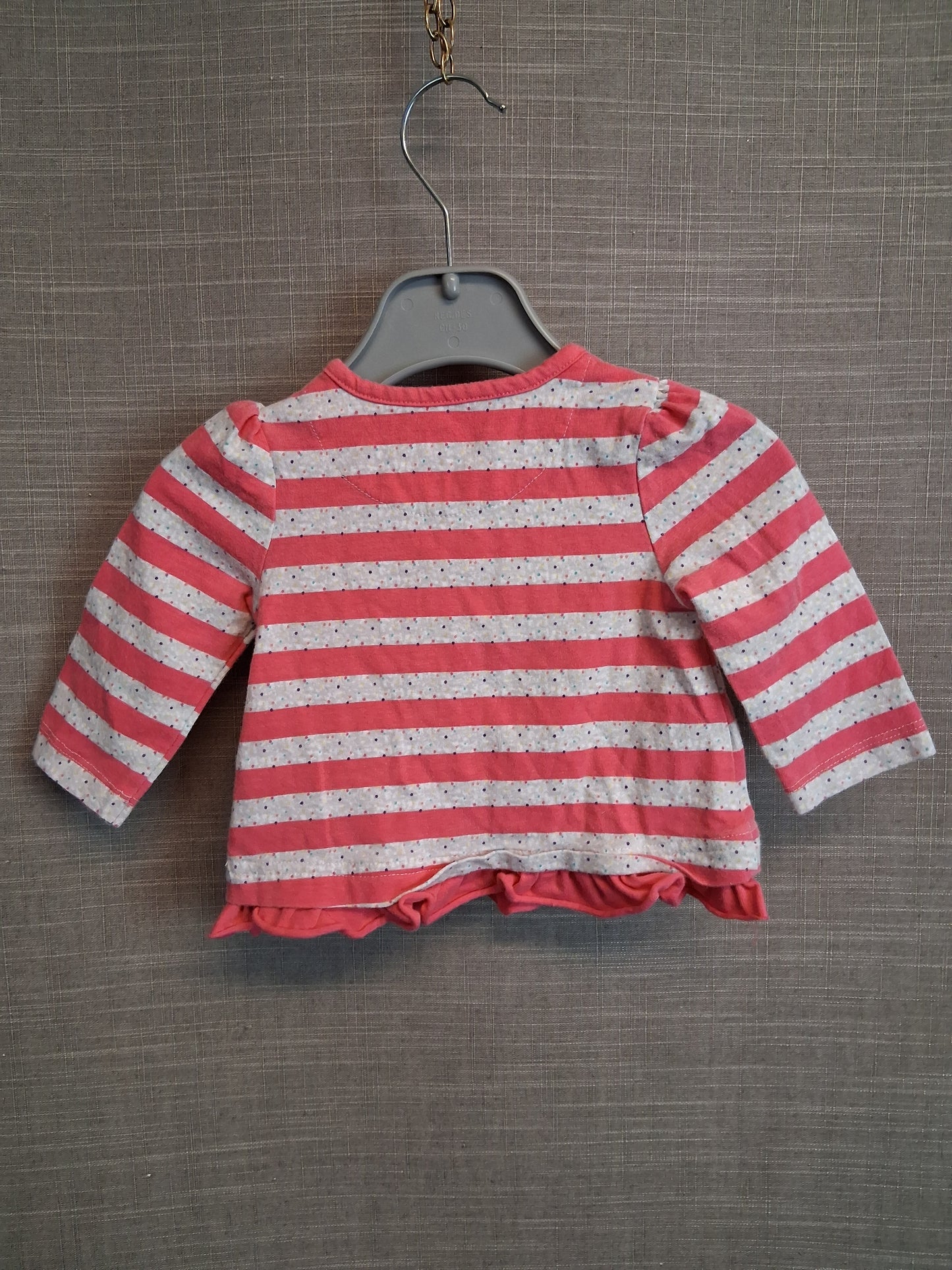Mothercare Girls Pink Striped Long Sleeve T-Shirt Age 0-3 Months
