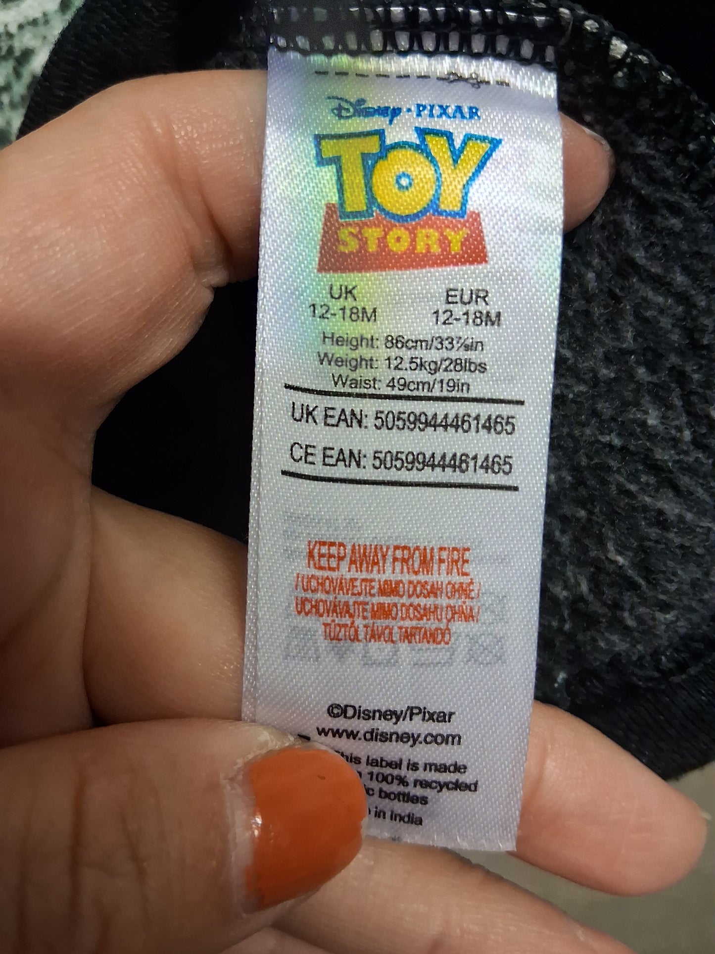 Disney Toy Story Sweater Black Long Sleeve Age 12-18 Months Buzz Lightyear