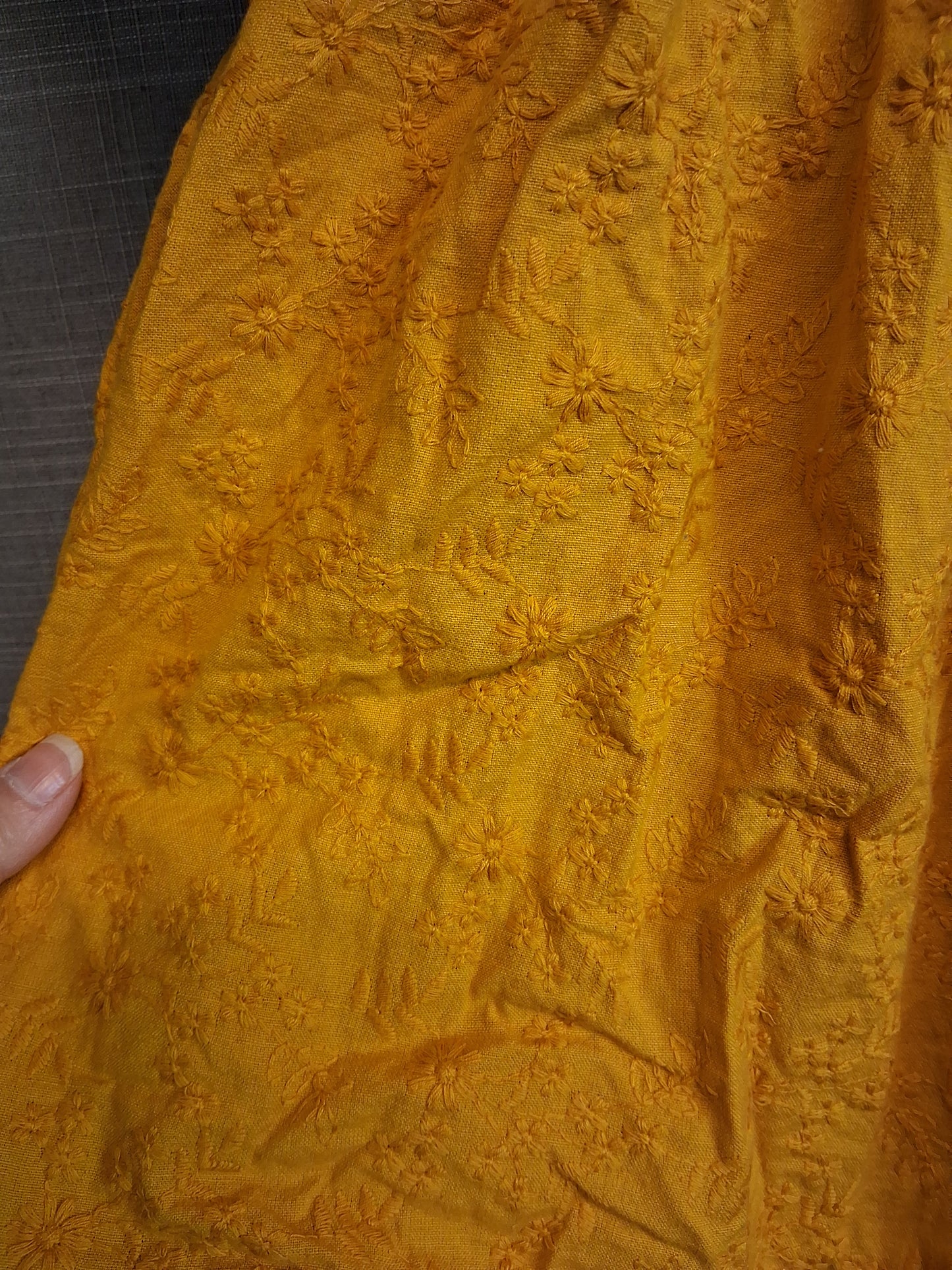 Next Girls Mustard Yellow Floral A Line Dress Age 12-18 Months