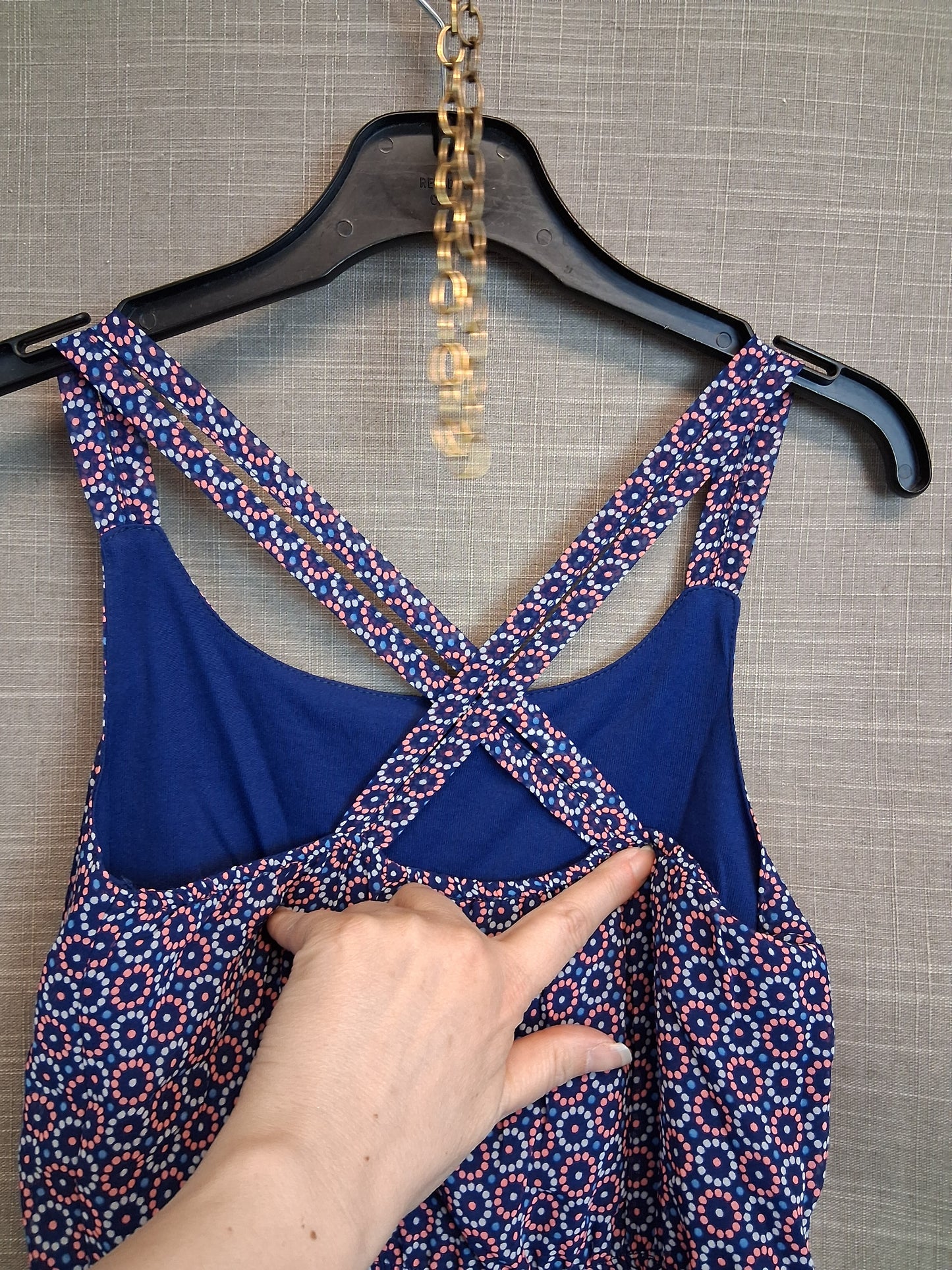 F&F Girls Blue Strappy Cross Back Dress Age 9-10 Years