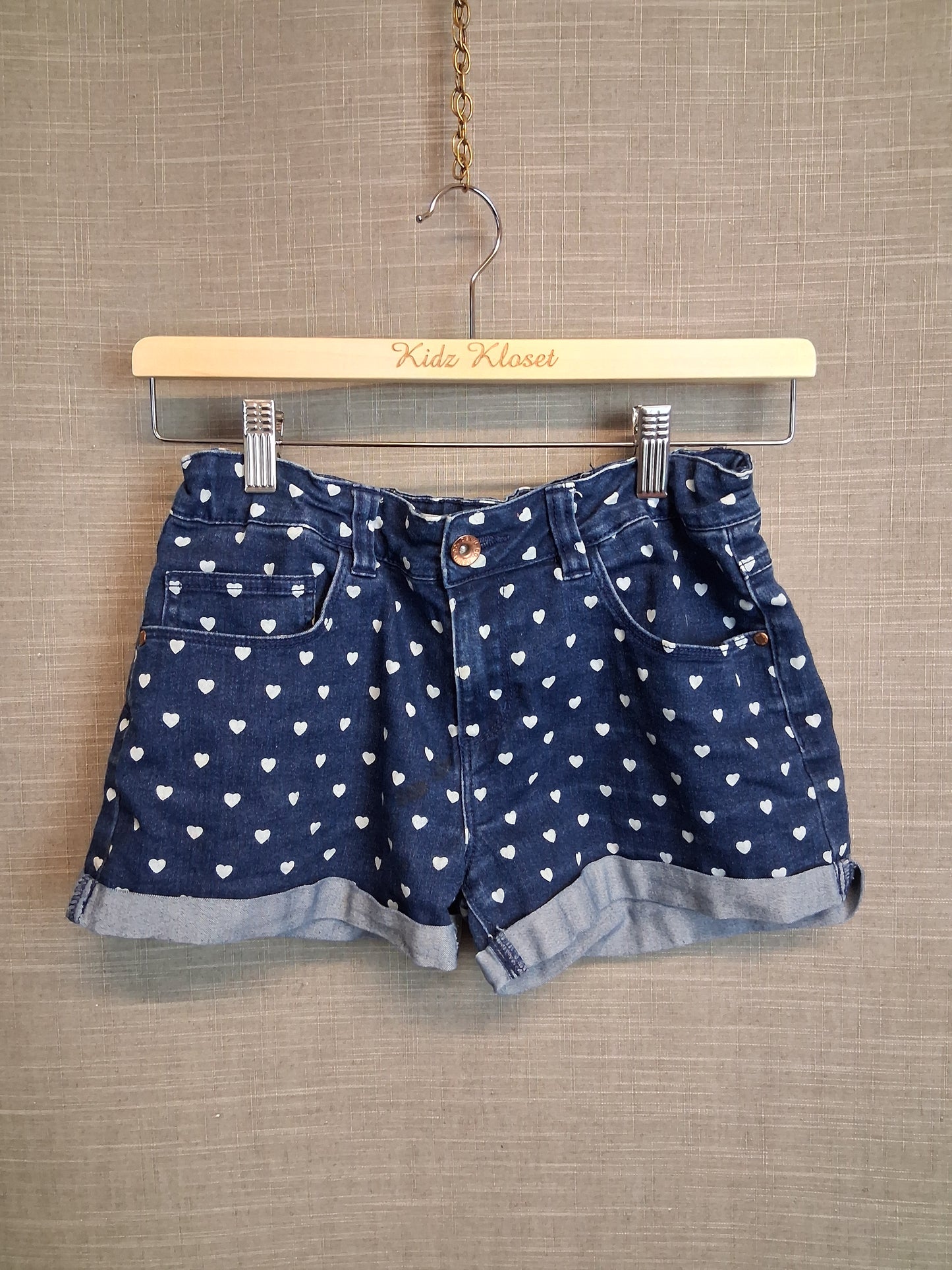 Primark Girls Blue Spotty Denim Shorts Age 12-13 Years