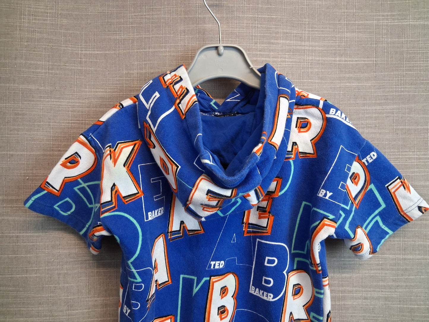 Ted Baker Boys Short Sleeve Hoodie Blue Spellout Age 3-4 Years
