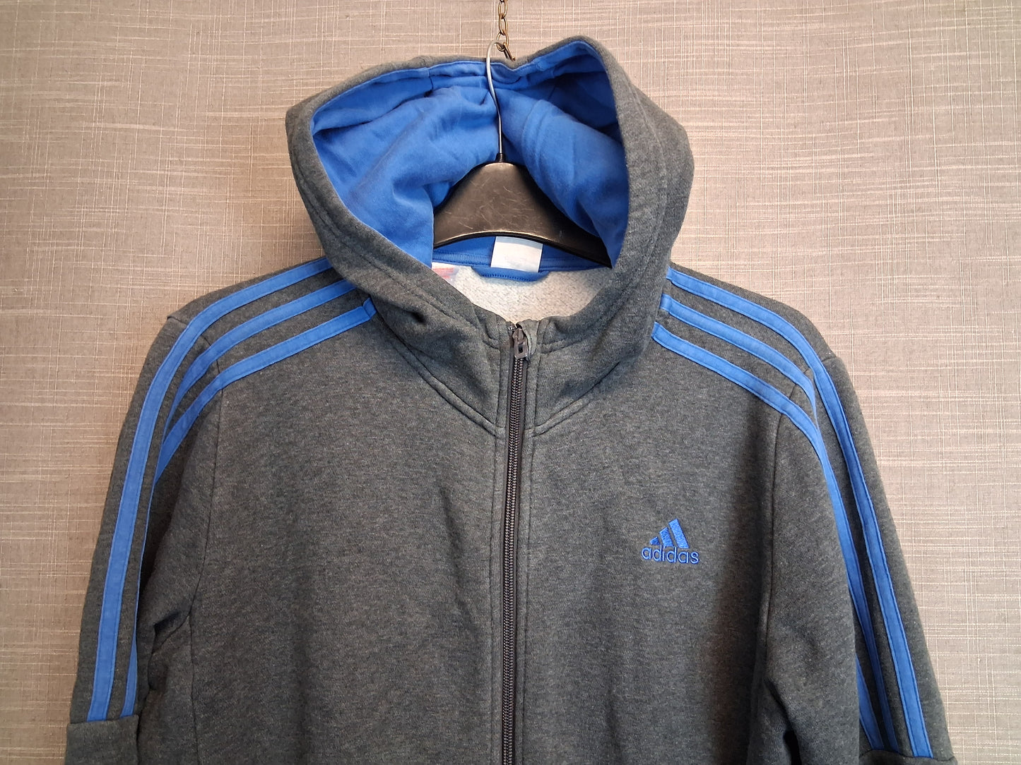 Adidas Boys Full Zip Hoodie Grey Age 13-14 Years