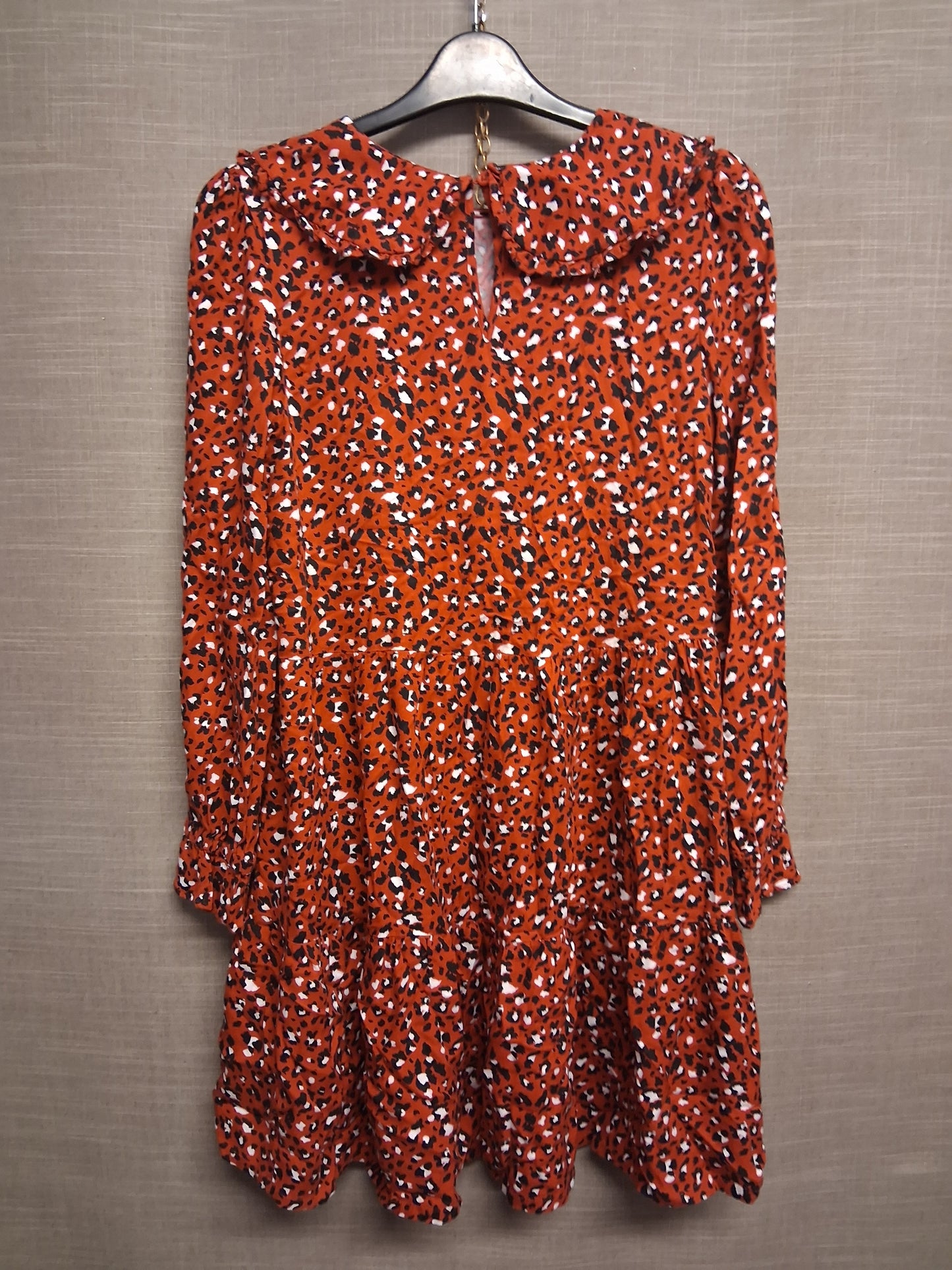 Matalan Girls Red Leopard Print Peter Pan Collar Long Sleeve Dress Age 13 Years