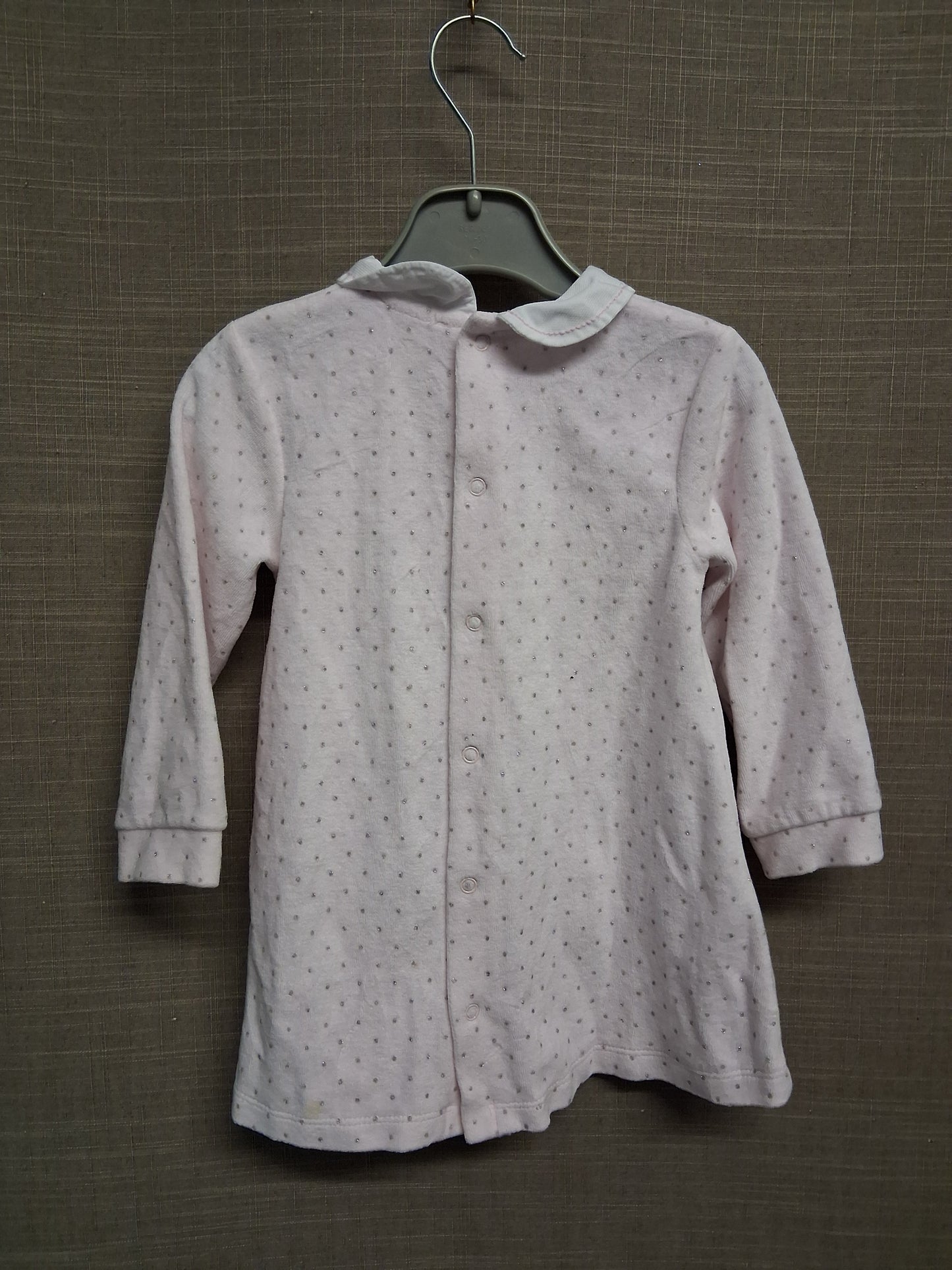 Tutto Piccolo Girls Pale Pink Silver Spot A Line Velour Style Dress Age 12-18 Months