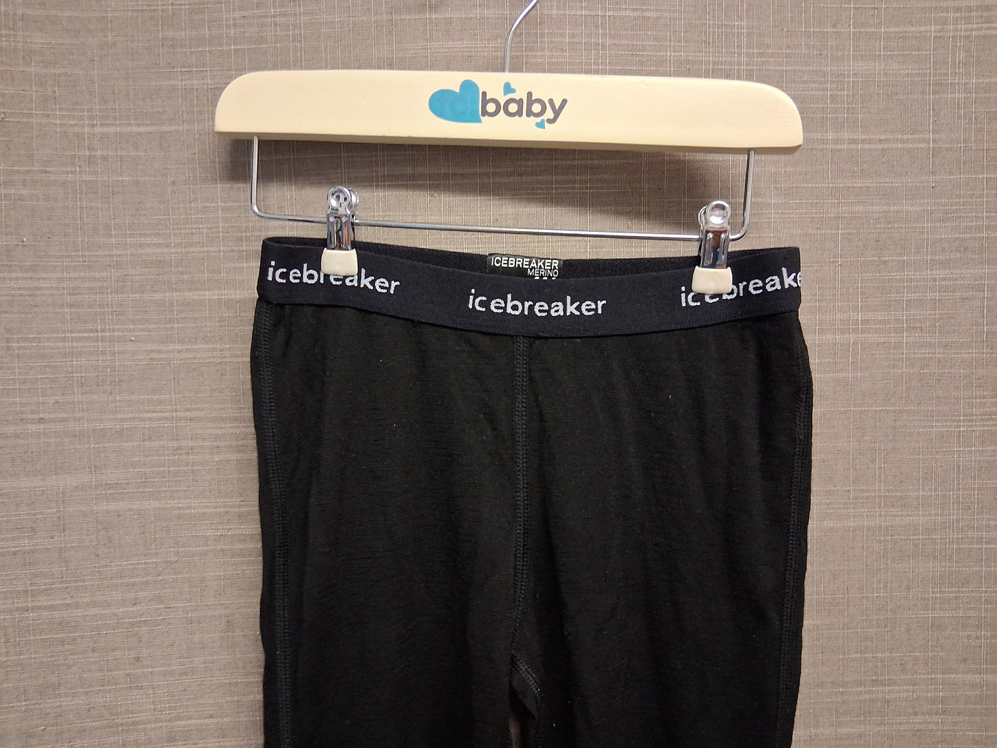 Icebreaker Merino 200 Leggings Girls 100% Merino Wool Elastic Waist Age 6 Years Black