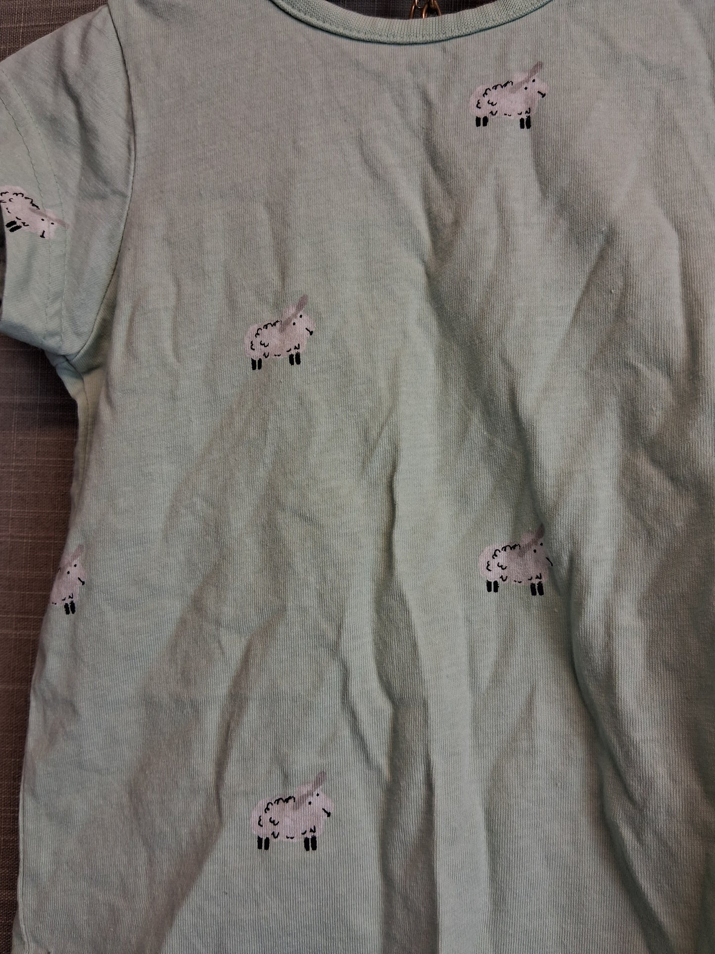 George Girl Lamb Sheep Print Green Pyjamas PJs Set Age 18-24 Months