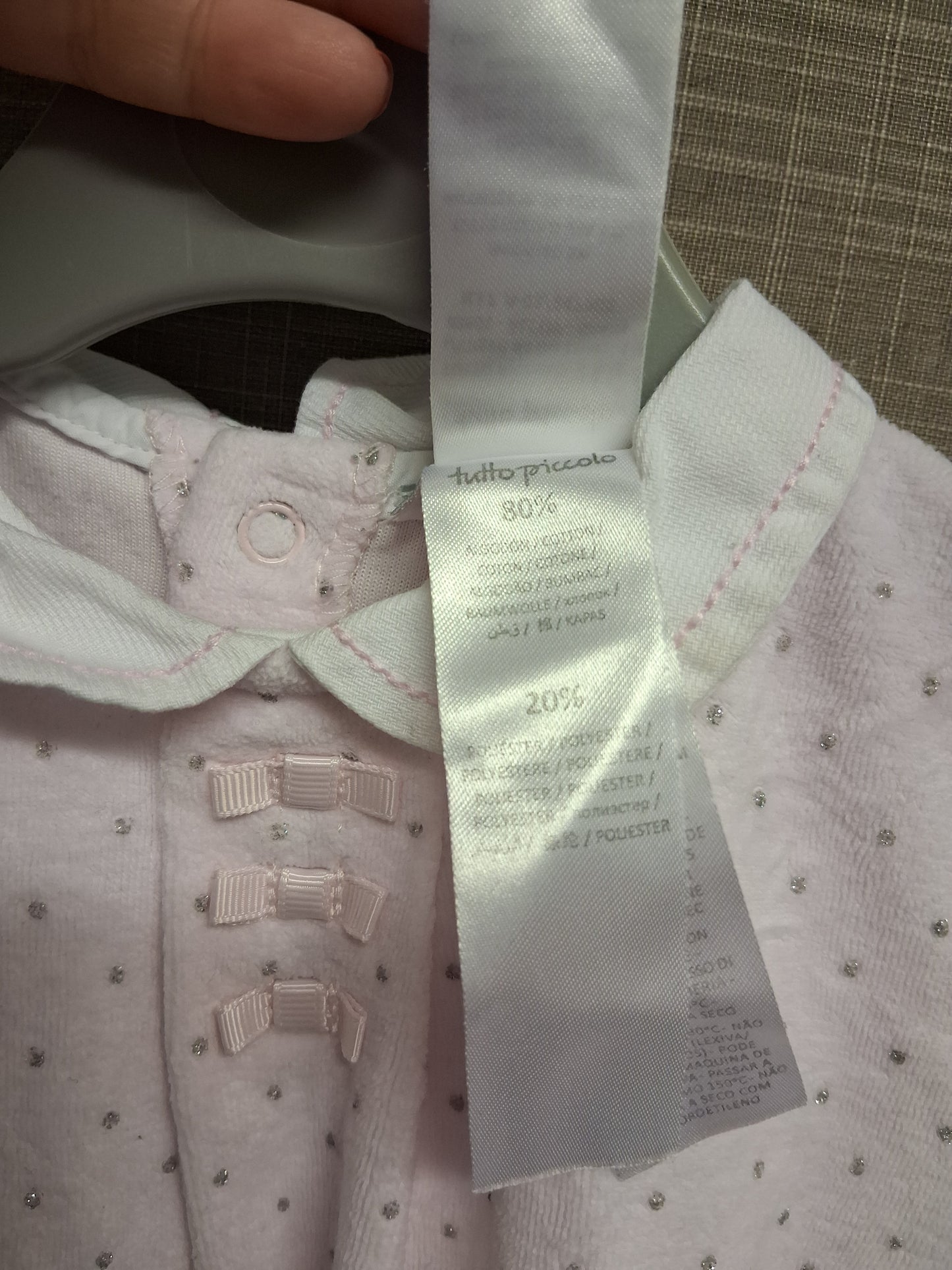 Tutto Piccolo Girls Pale Pink Silver Spot A Line Velour Style Dress Age 12-18 Months