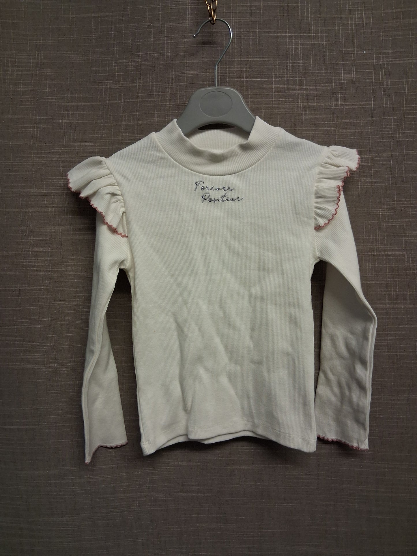 River Island Girls Cream Long Sleeve Ribbed High Neck T-Shirt Age 5 Years New