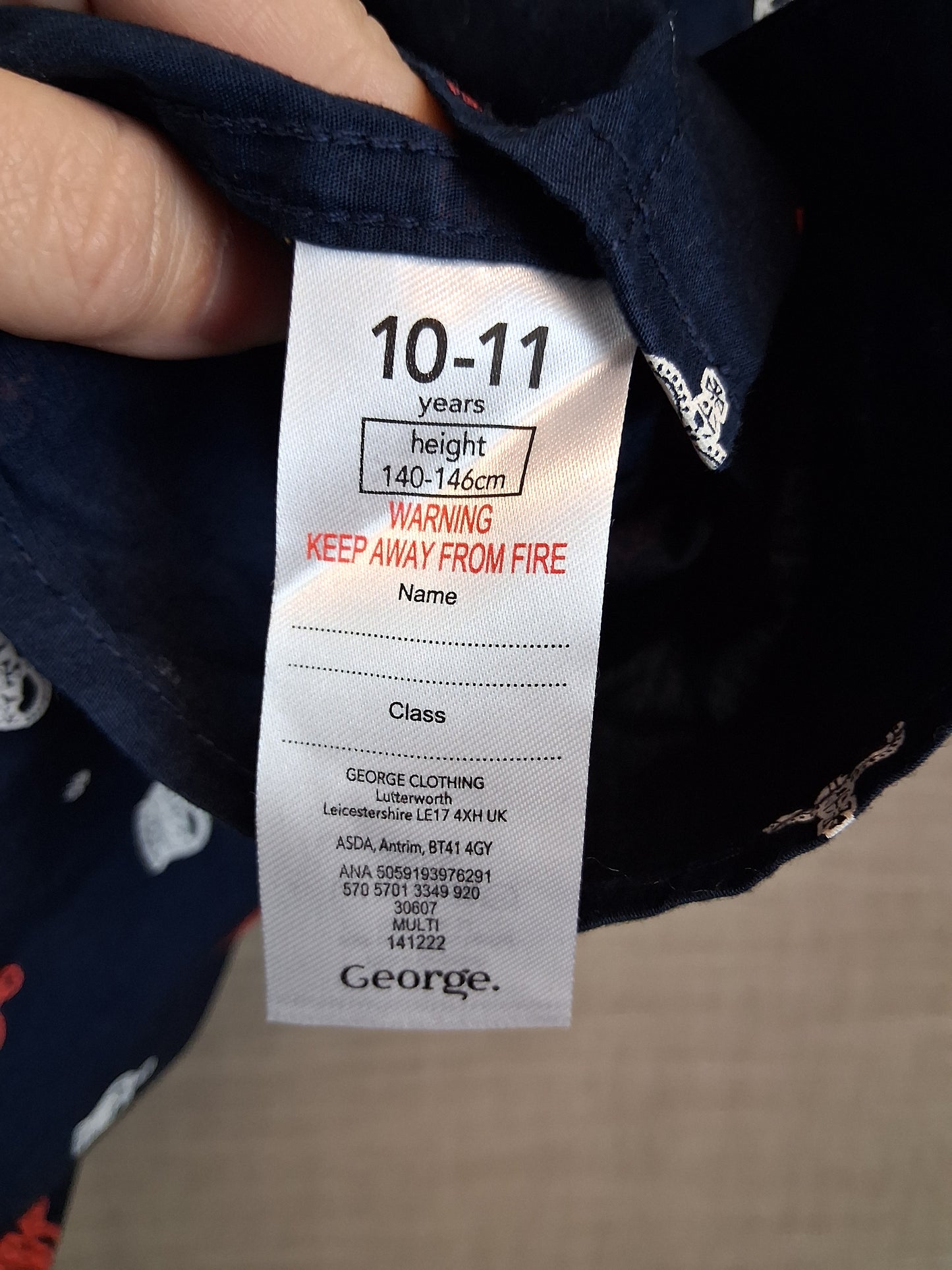 George Boys Blue King Crown Print Shirt Short Sleeve Age 10-11 Years