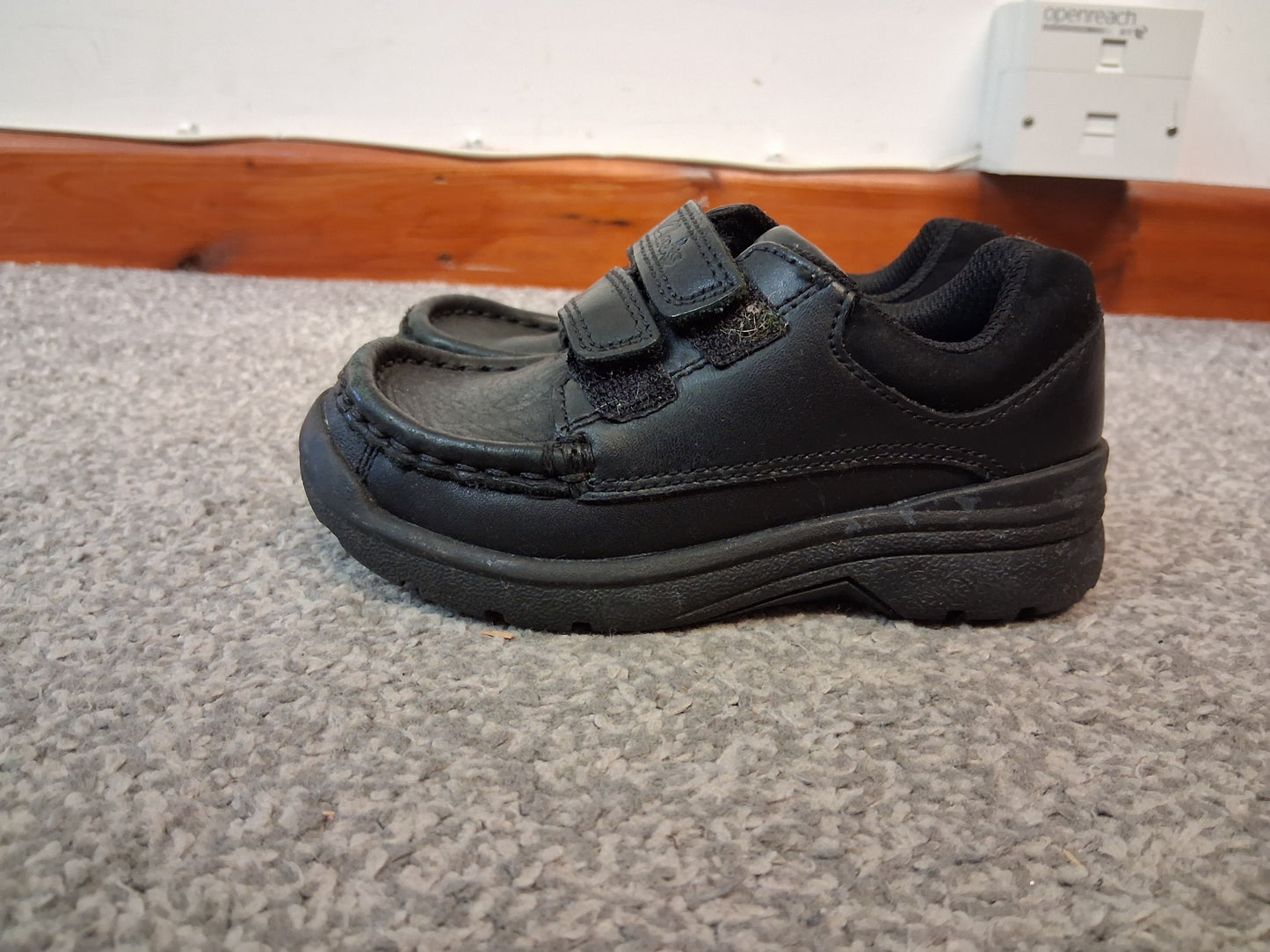 Clarks Black Leather Double Strap School Shoes Size 7F