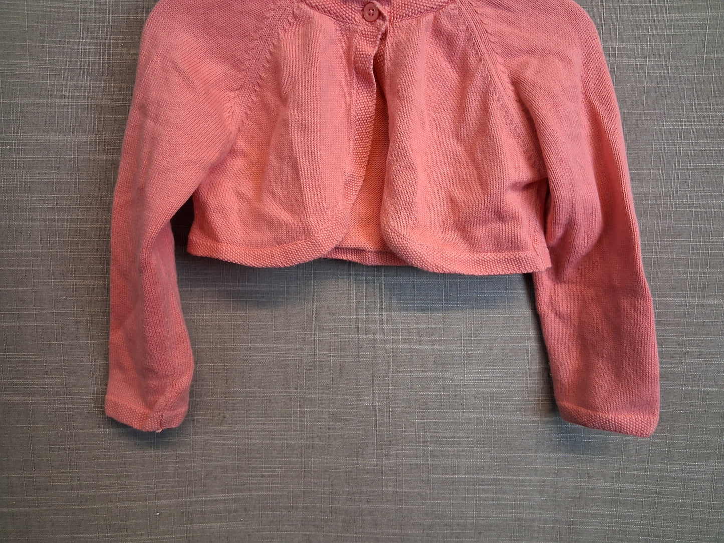 Next Girls Coral Pink Knitted Bolero Shrug Age 12-18 Months 100% Cotton