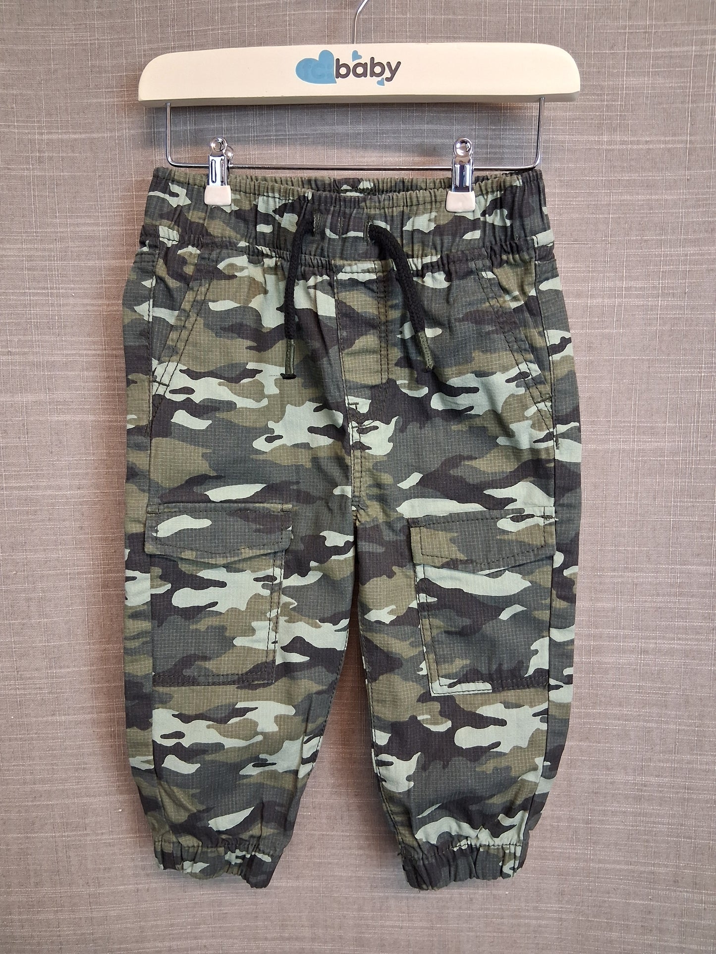 Nutmeg Boys Green Camouflage Cargo Trousers Age 9-12 Months