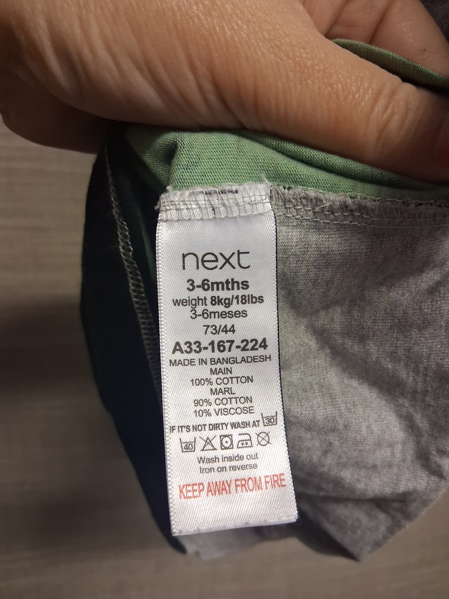 Next T-Shirt Boys Short Sleece Grey Green Camouflage Age 3-6 Months