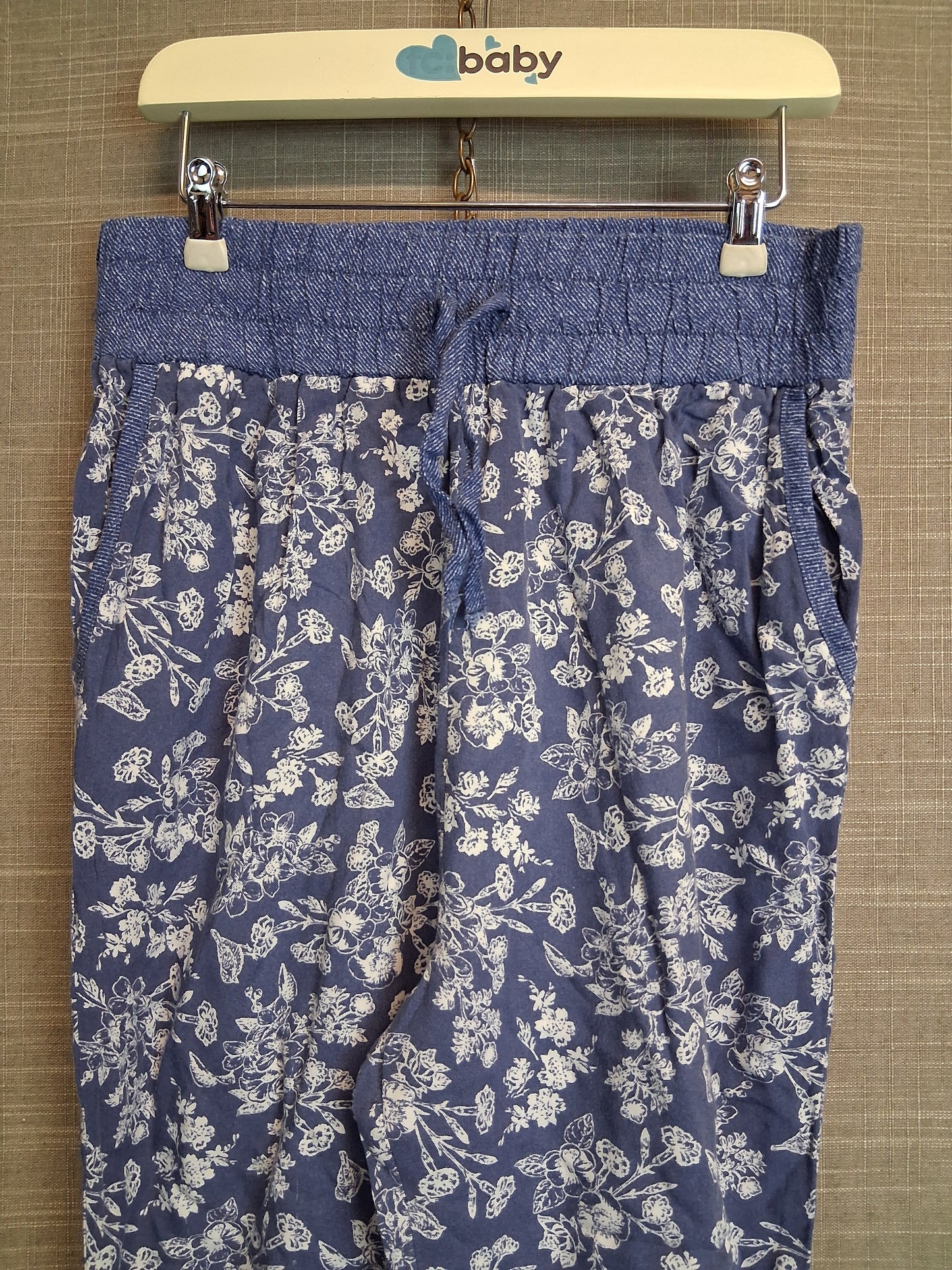 TU Girls Blue Floral Summer Trousers Age 8 Years