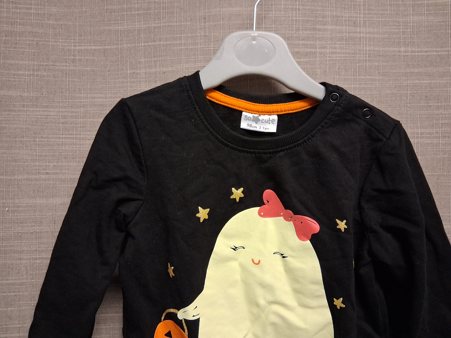 So Cute Girls Halloween Black Ghost Sweater Age 2-3 Years