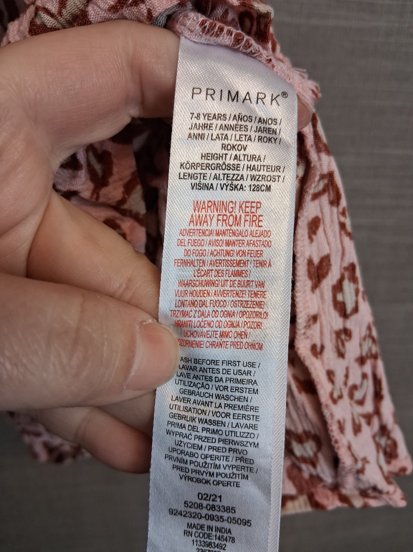 Primark Girls Pink Leopard Print Strappy Sundress Age 7-8 Years