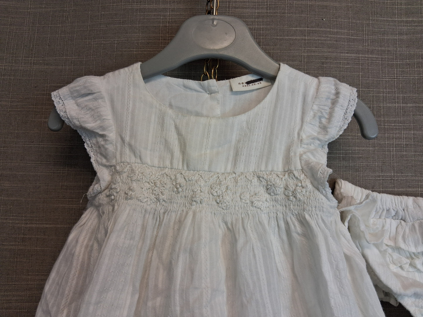 Next Girls White Sleeveless Dress With Matching Pants Age 3-6 Months