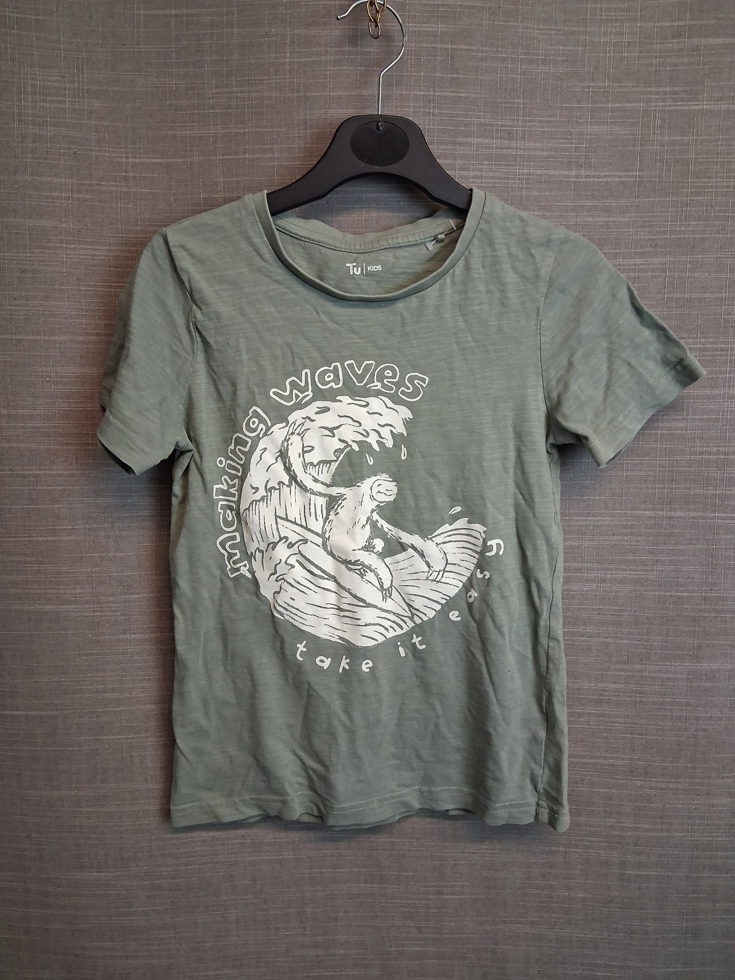 TU Boys Sloth T-Shirt Green Short Sleeve Age 6-7 Years