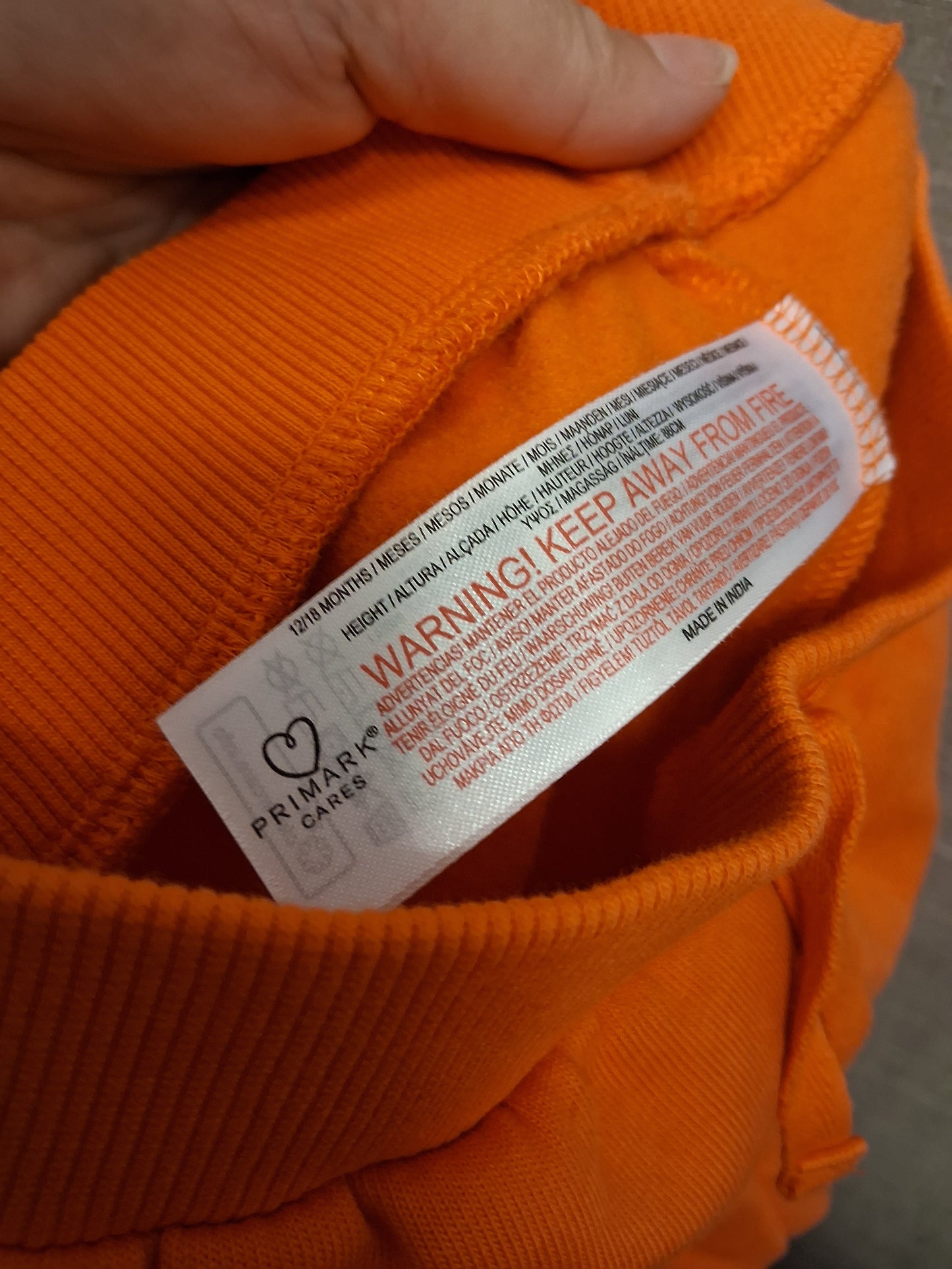 Primark Boys Halloween Orange Pumpkin Joggers Age 12-18 Months