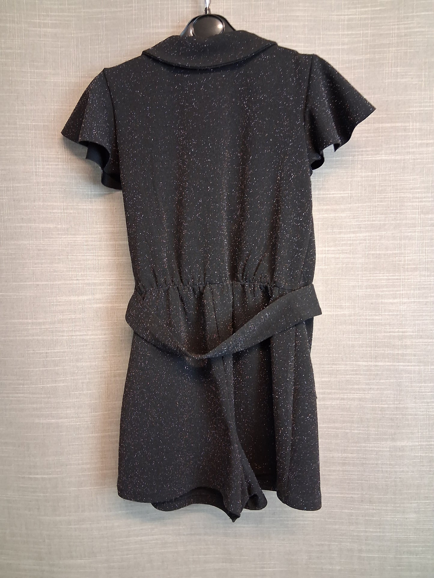 River Island Girls Playsuit Black Sparkly With Belt Age 9-10 Years