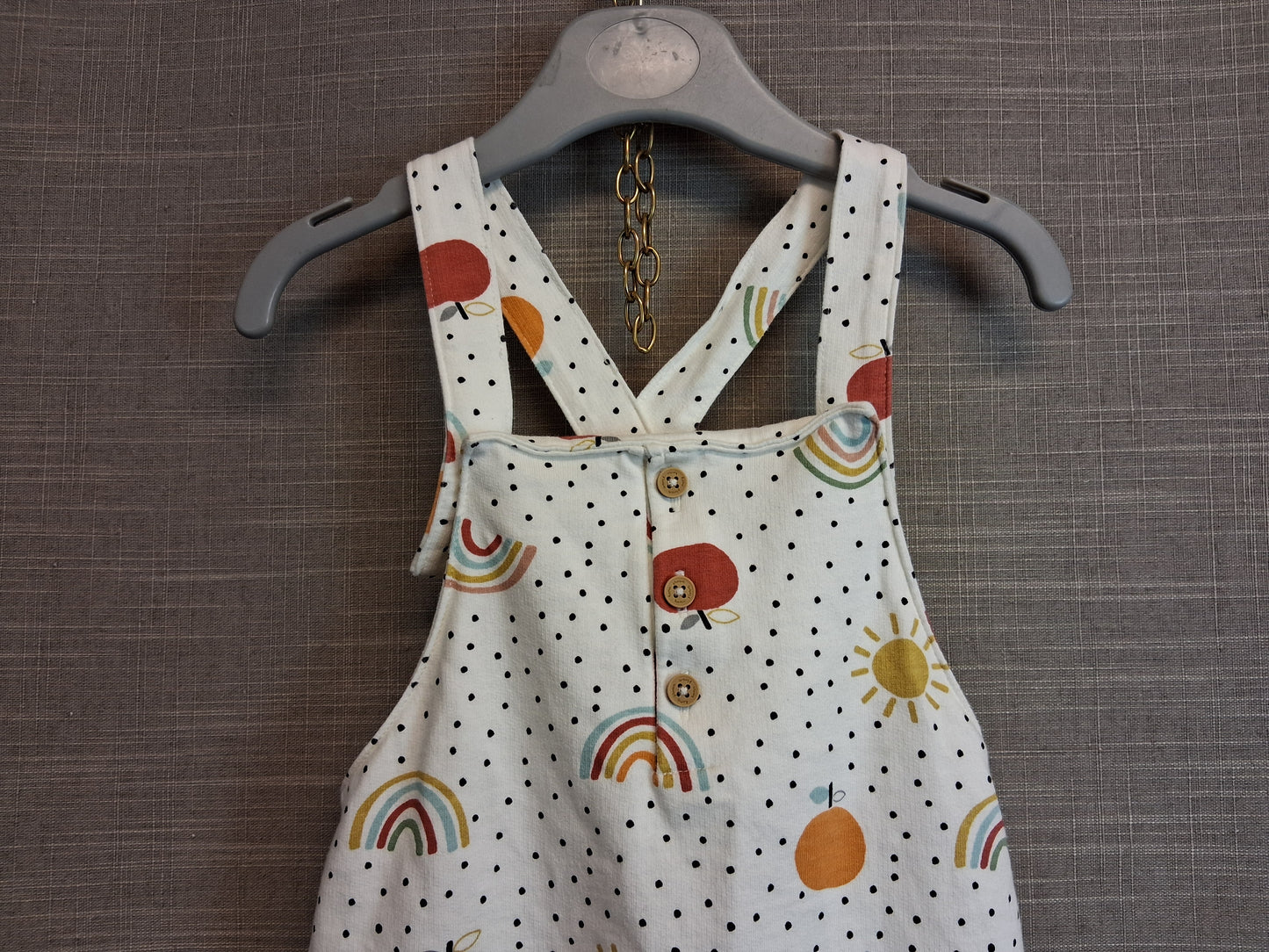 Next Girls Jersey Dungaree Shorts Romper Age 12-18 Months Cream